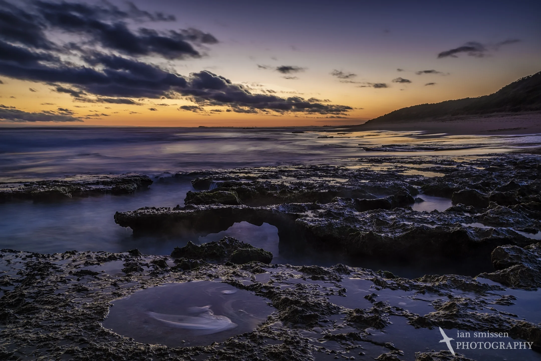 Rock pools after sunset