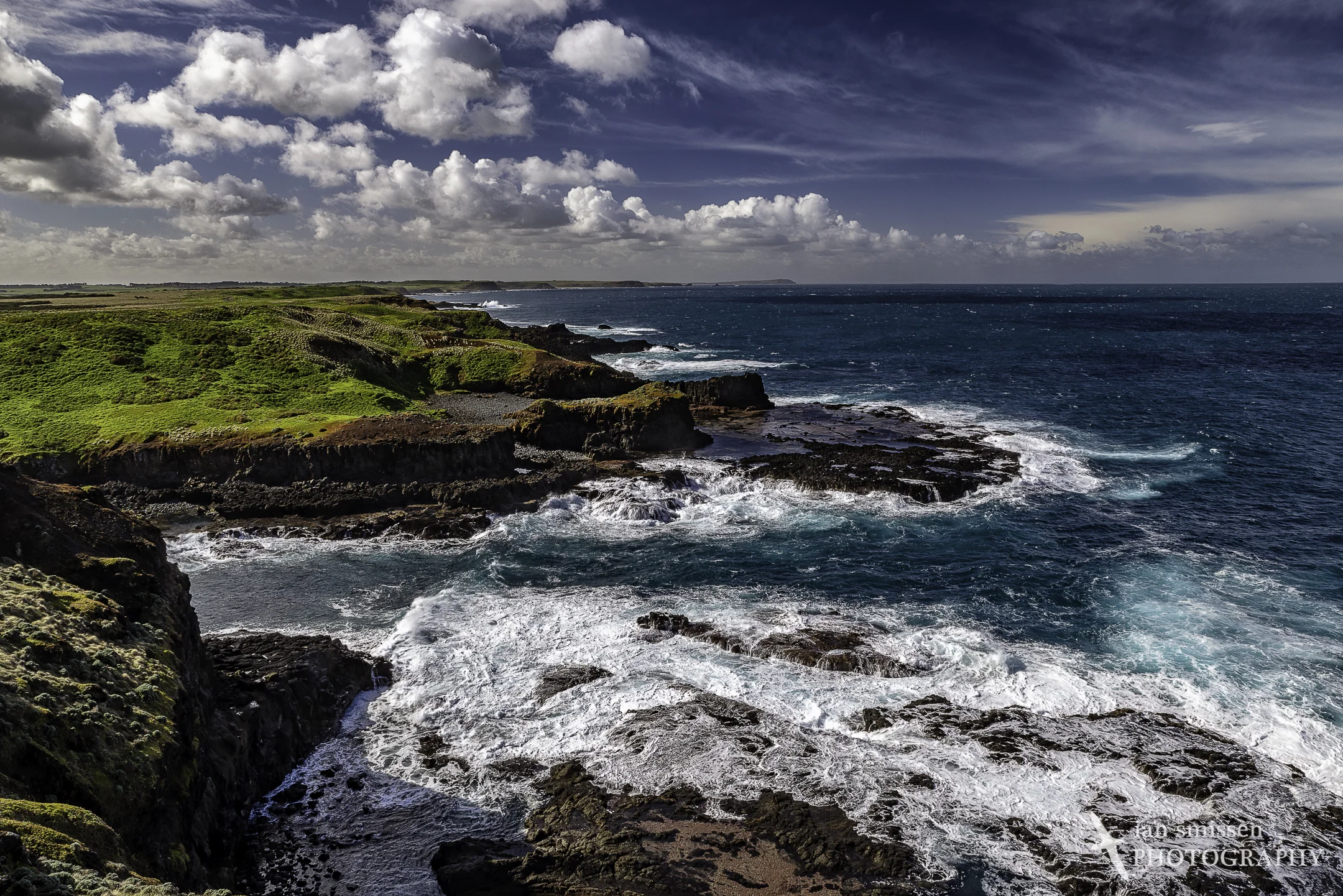 View east from Seagull Rock Lookout, Phillip Island, Victoria, Australia Pentax K1, Pentax 24-70mm f/2.8 lens with Nisi Circular Polariser and 2-stop Graduated ND filters 24mm, ISO 100, 1/25 second @ f/16