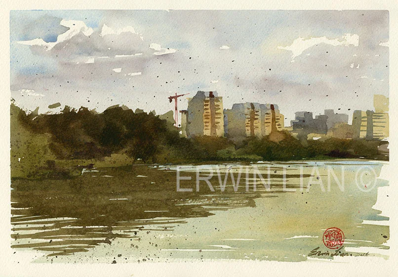 Botanical Gardens Singapore, 37 cm x 20 cm, Transparent Watercolor & Gouache