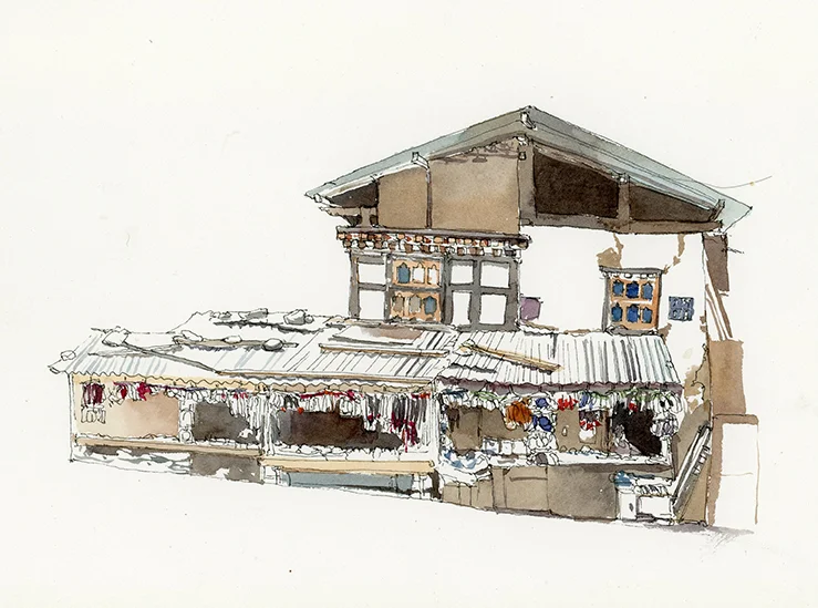 Shop houses opposite the post office. (26 cm x 18 cm)