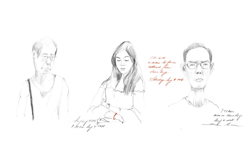 The passengers I recorded during my commute one day. Many interesting faces in this uber dense city.