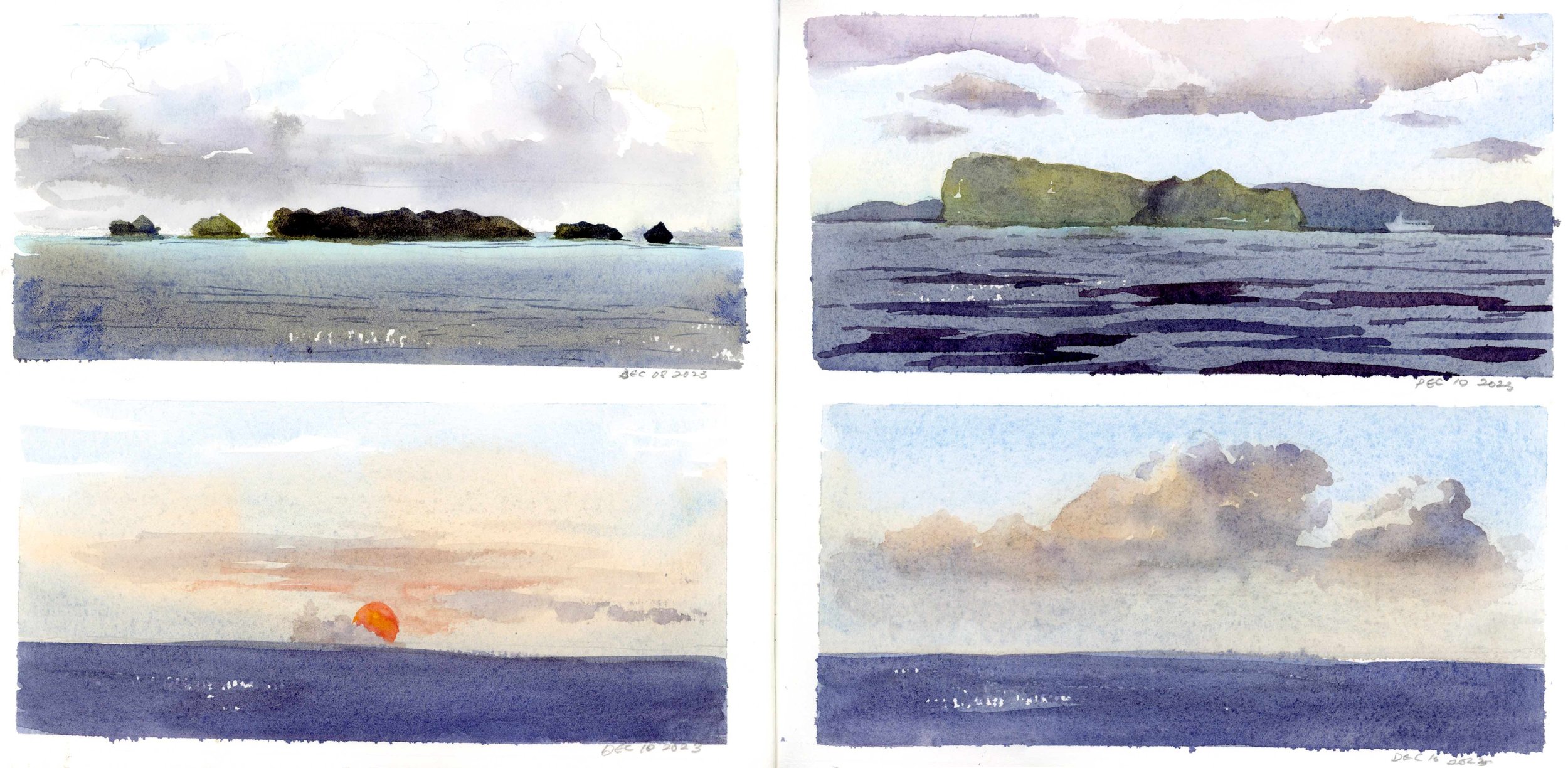  Color studies of the island and its captivating cloud formations. 