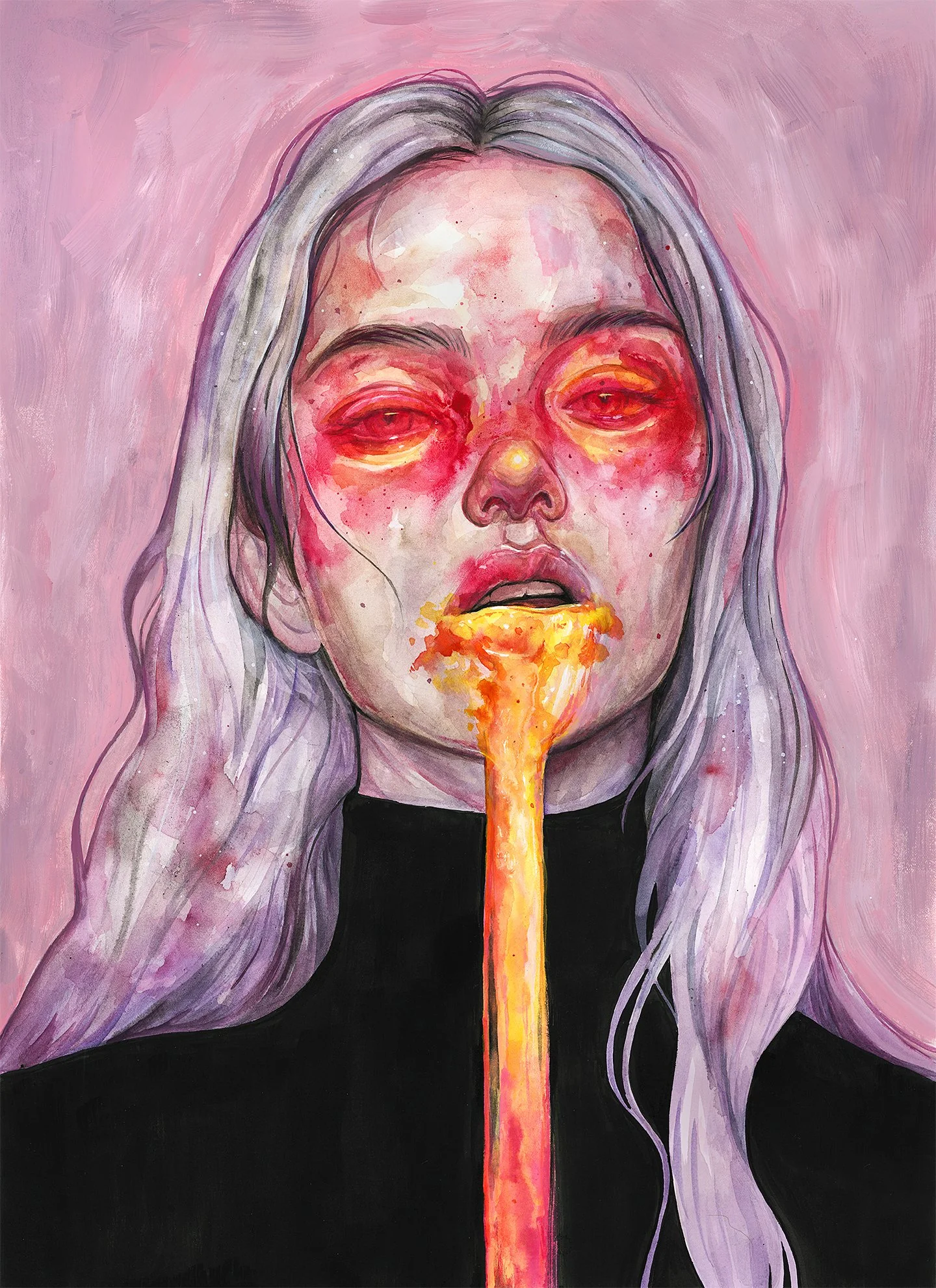 Sick of myself
watercolor, ink and acrylic on paper
15" x 20"