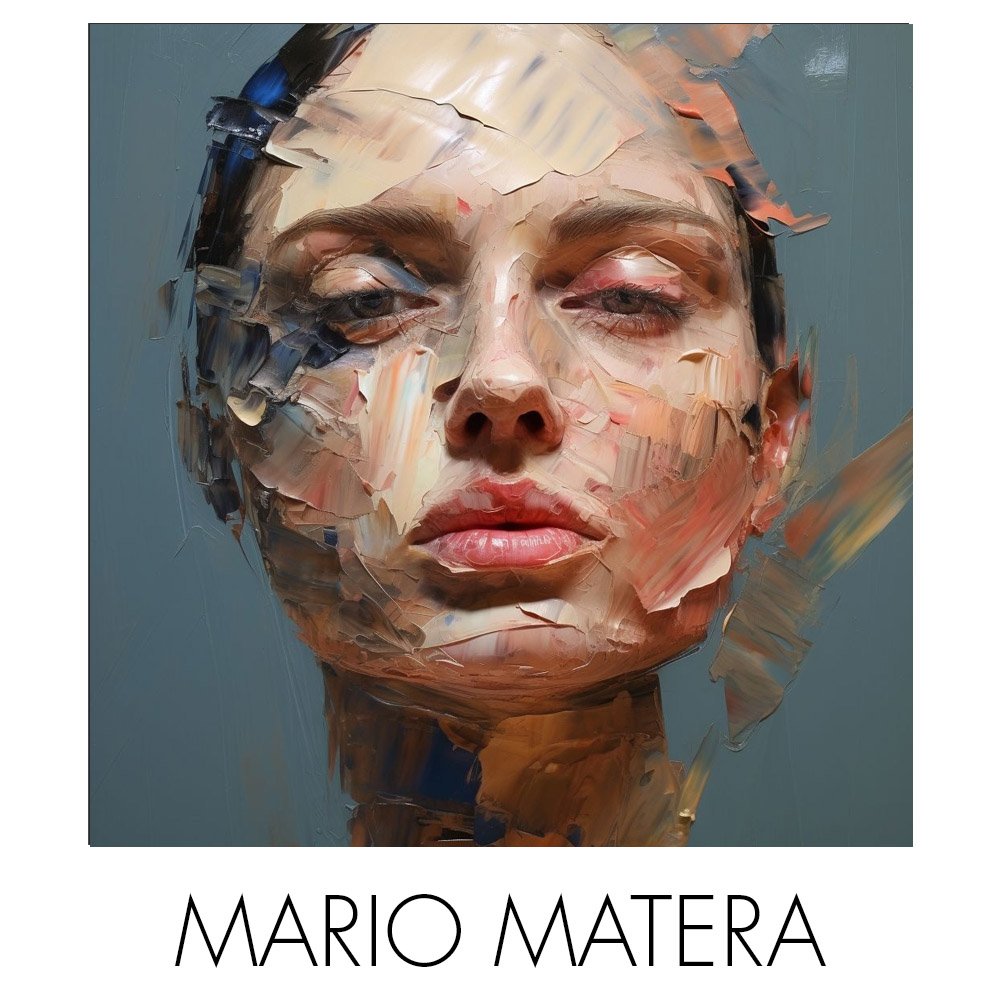 Mario Matera NextStreet Gallery Italian artist representing beautiful sensual women faces original technique textured pieces