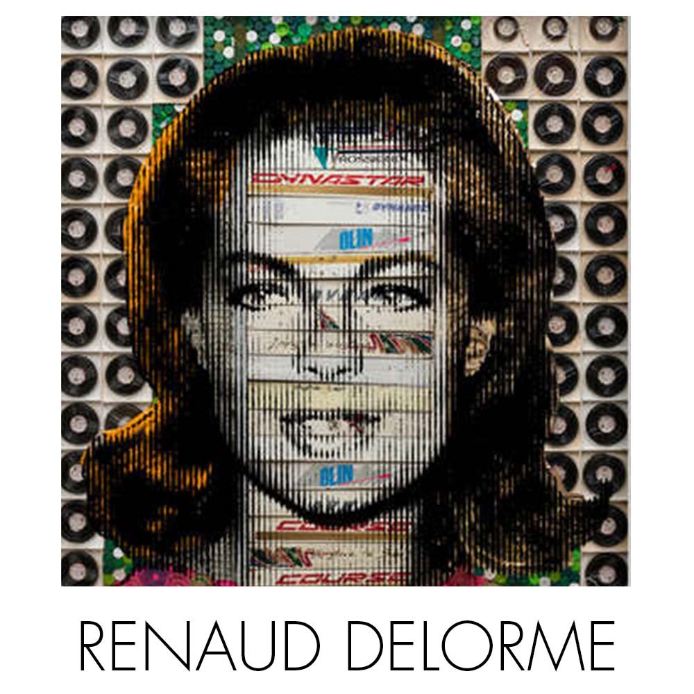 Renaud Delorme NextStreet French artist upcycling art using random objects under famous portrait brigitte bardot marilyn monroe 