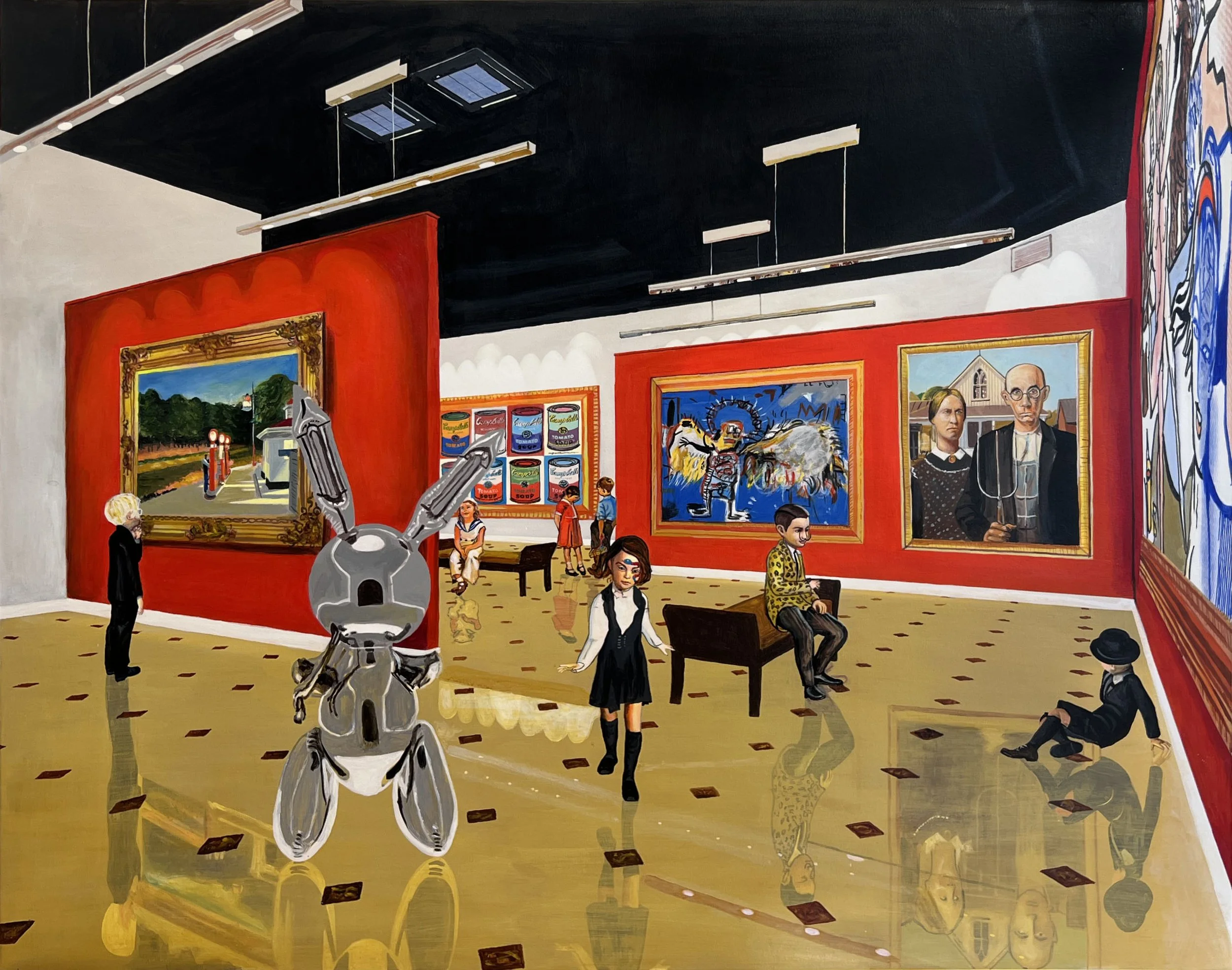 René_Salavador_Niki_Andy_and_the_children_meet_Hopper_Warhol_Basquiat_Wood_Lichtenstein_and_Koons_29_Gully