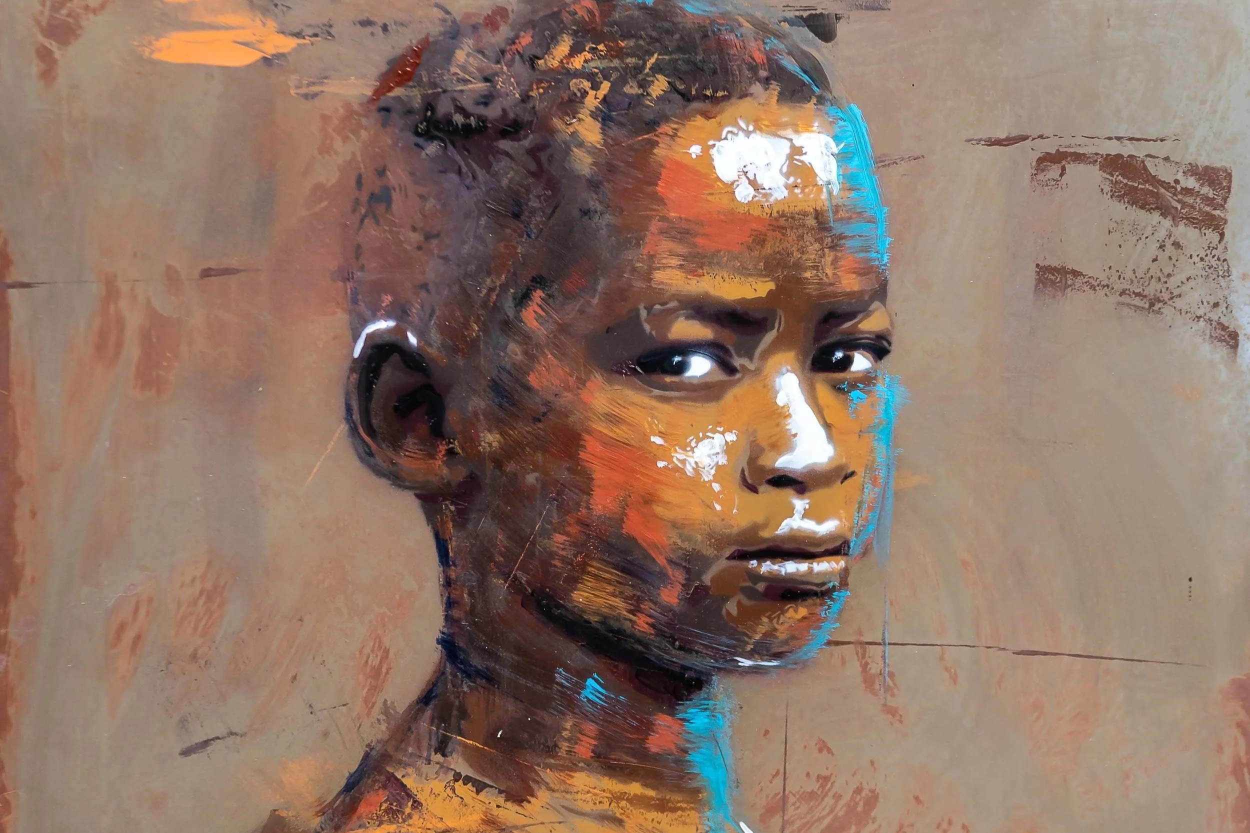 Zengi, painting by Seny featured in the All Kids Are Heroes solo exhibition at NextStreet Gallery, Paris, 2022
