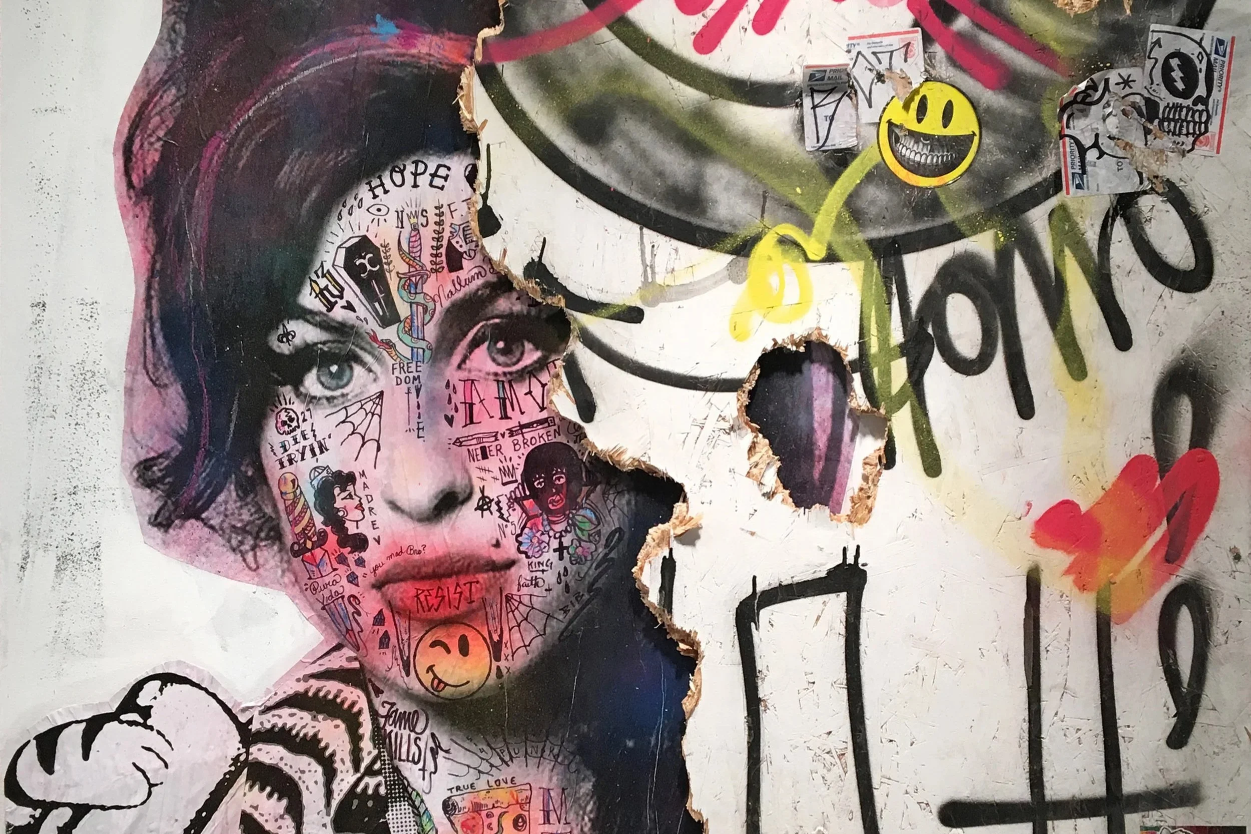 Amy Winehouse, painting by Stikki Peaches featured in the Rebels with a Cause solo exhibition at NextStreet Gallery, Paris, 2018