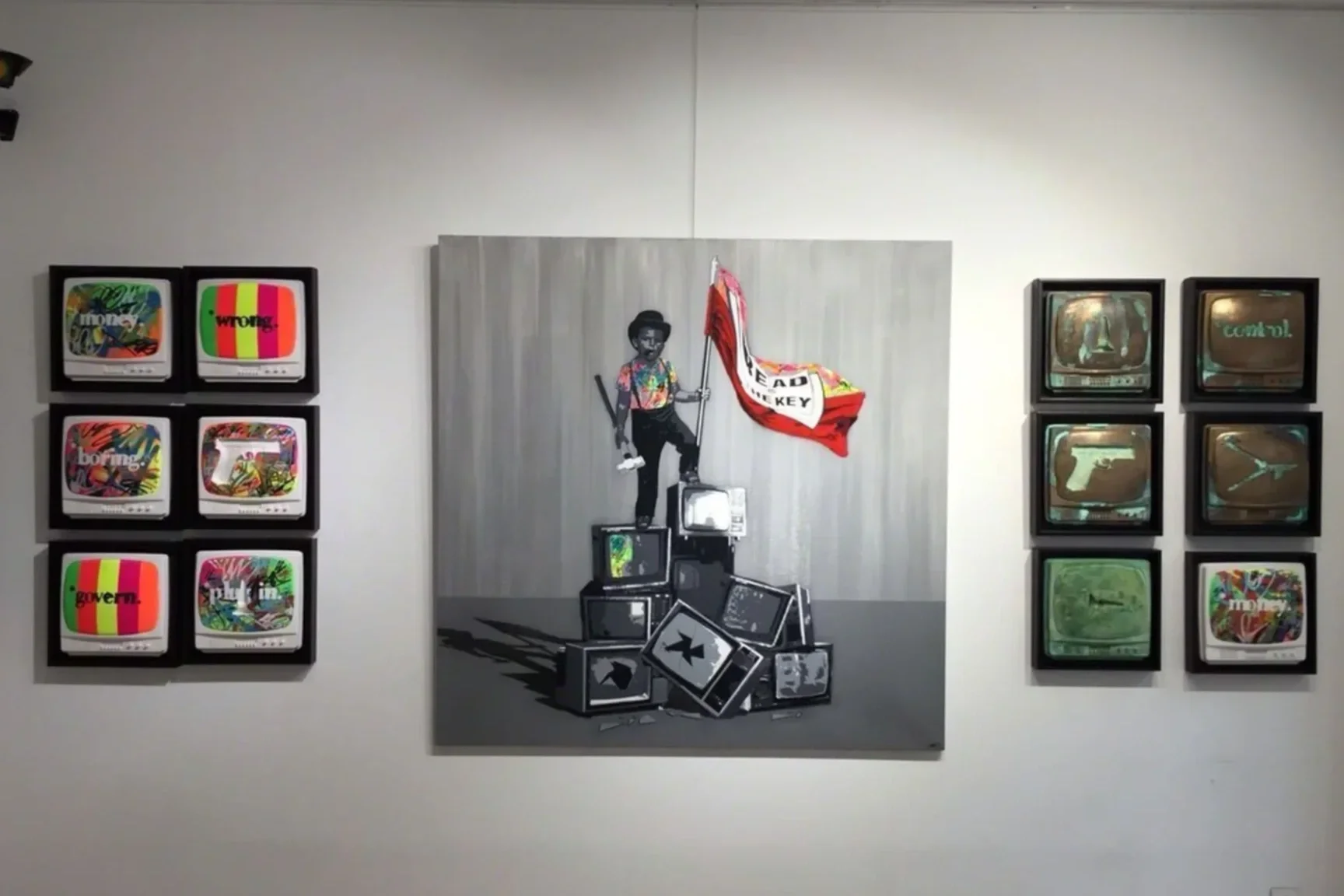 Installation by Kurar of the TV Rules Your Life solo exhibition at NextStreet Gallery, Paris, 2016
