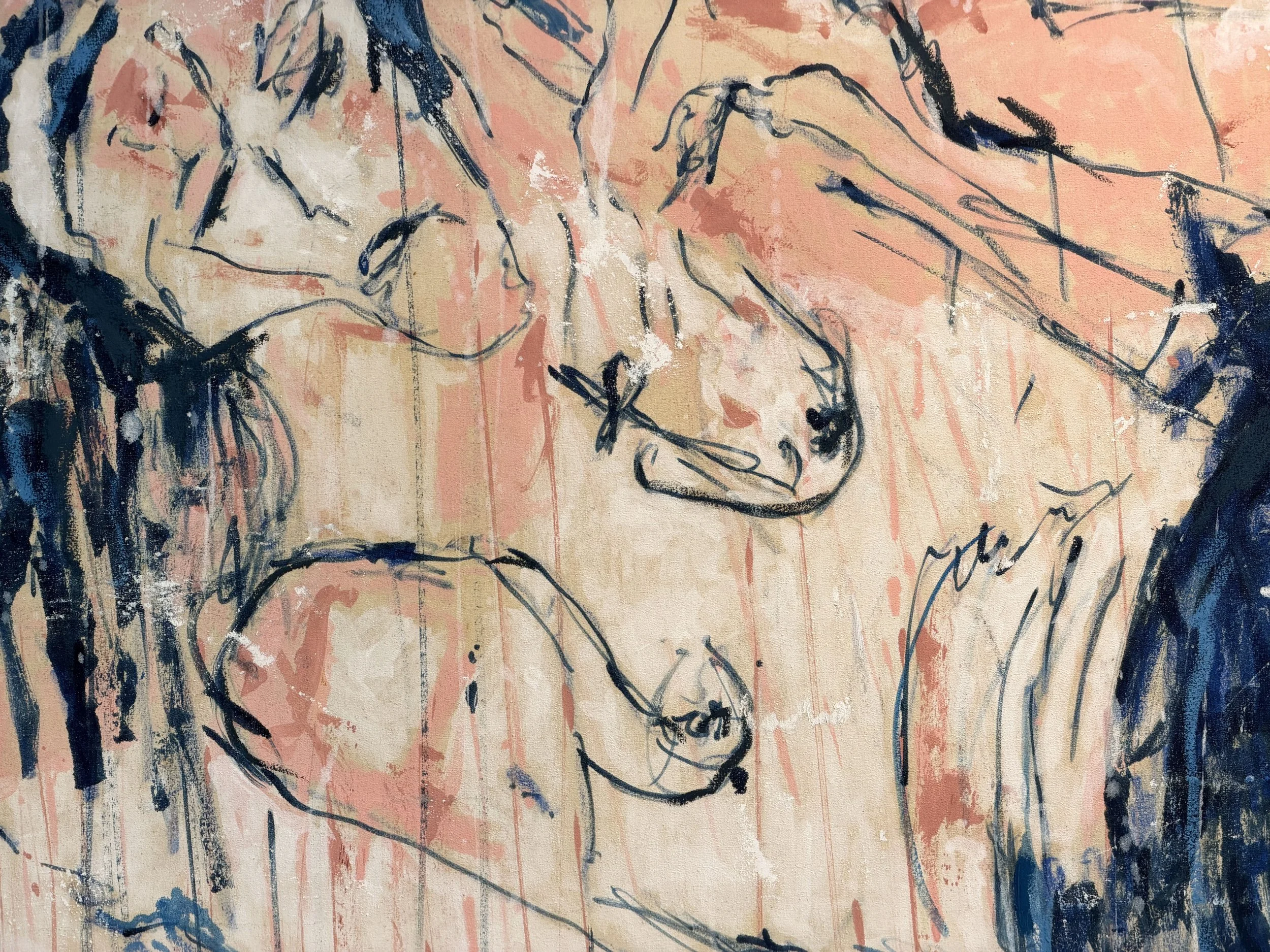Detail of Sébastien Bayet, Atelier de Tracey Emin, 2026, painted and textile surface