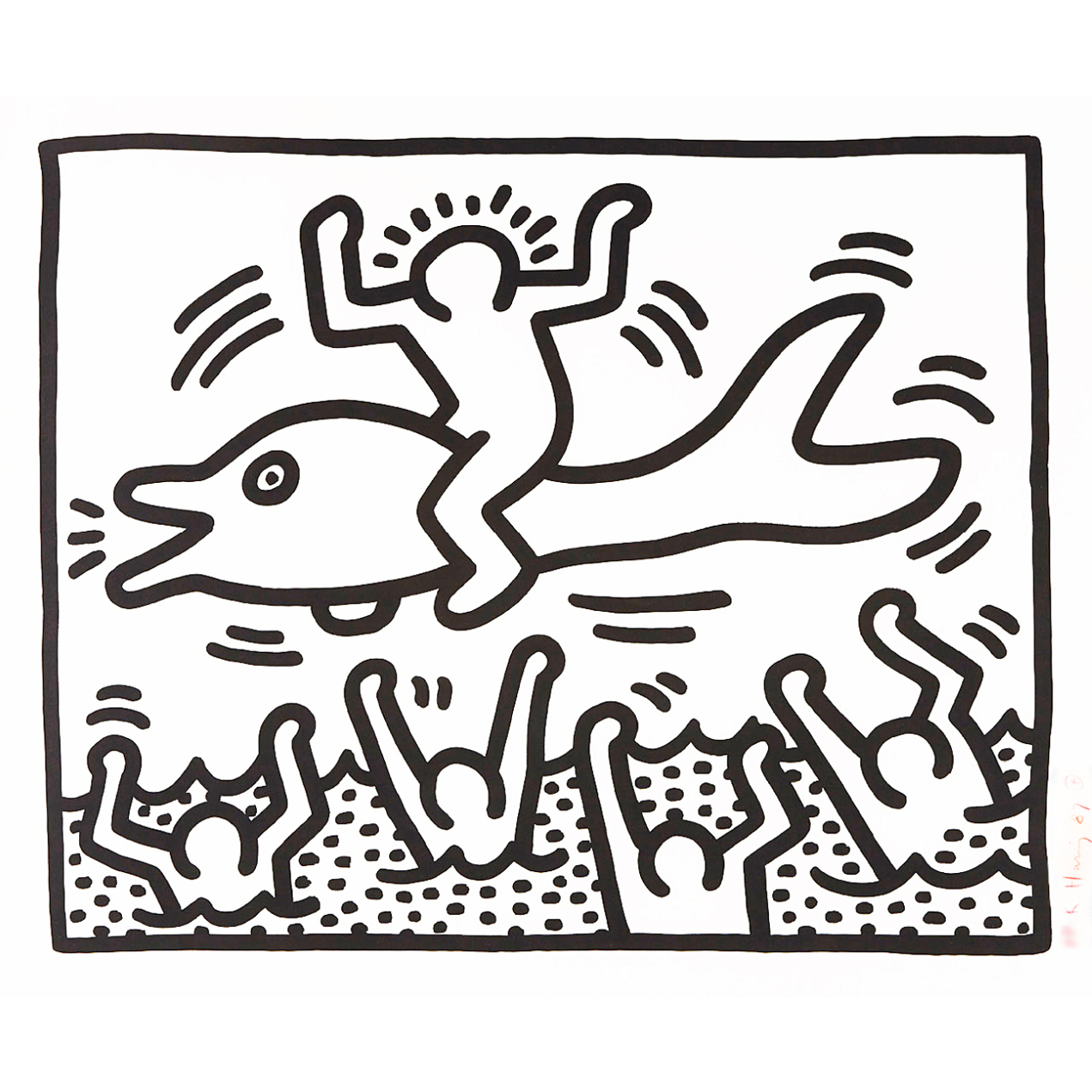 Man on dolphin-keith haring-nextstreetgallery.png