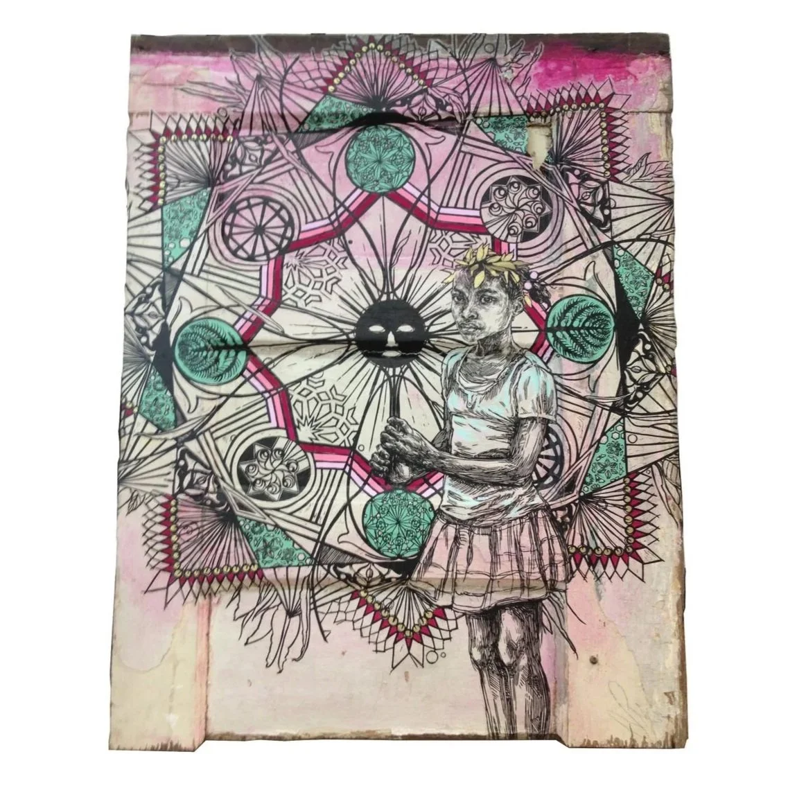 Swoon, Edline 04, 2015, mixed media on wood