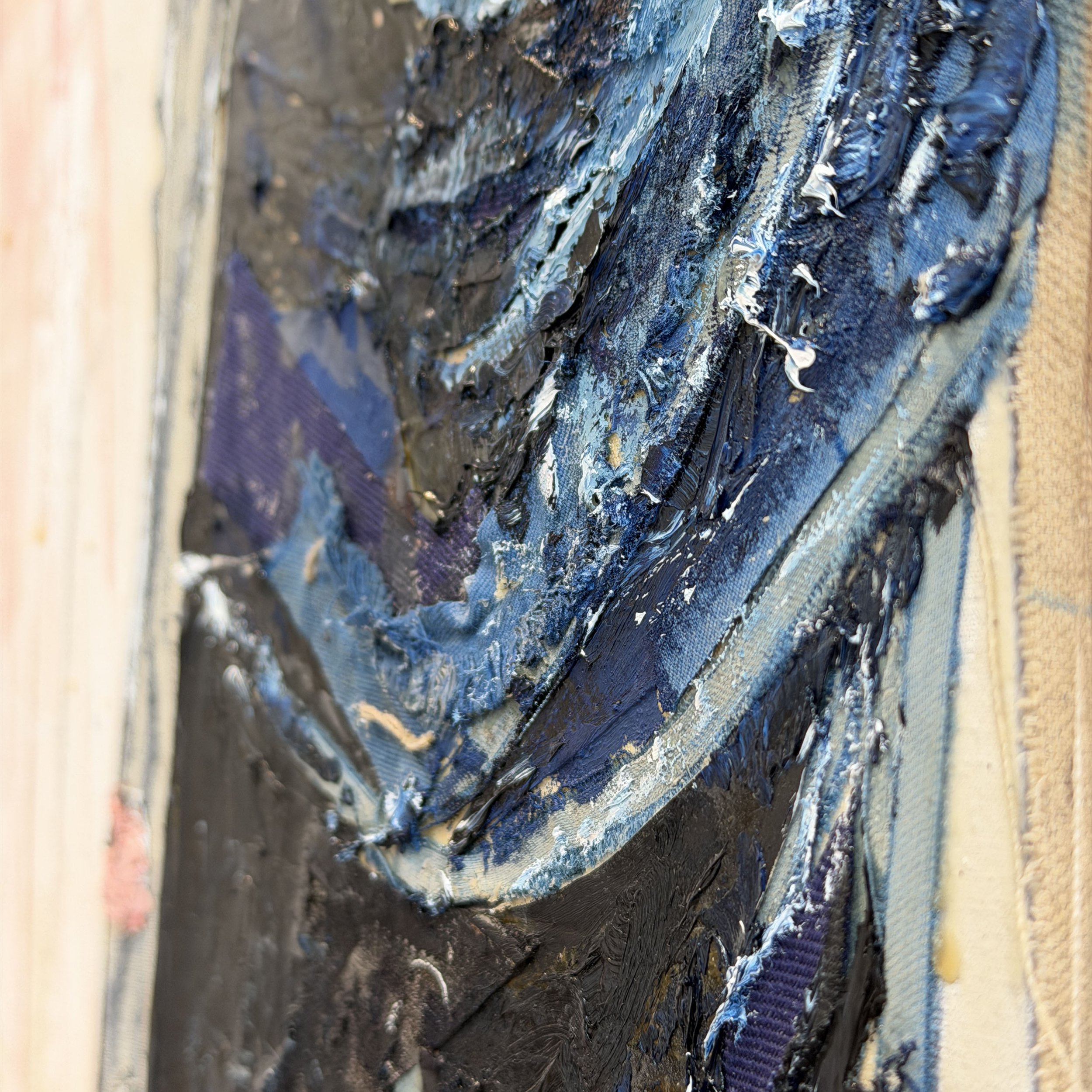 Detail of Sébastien Bayet, Atelier de Tracey Emin, 2026, layered fabric and paint
