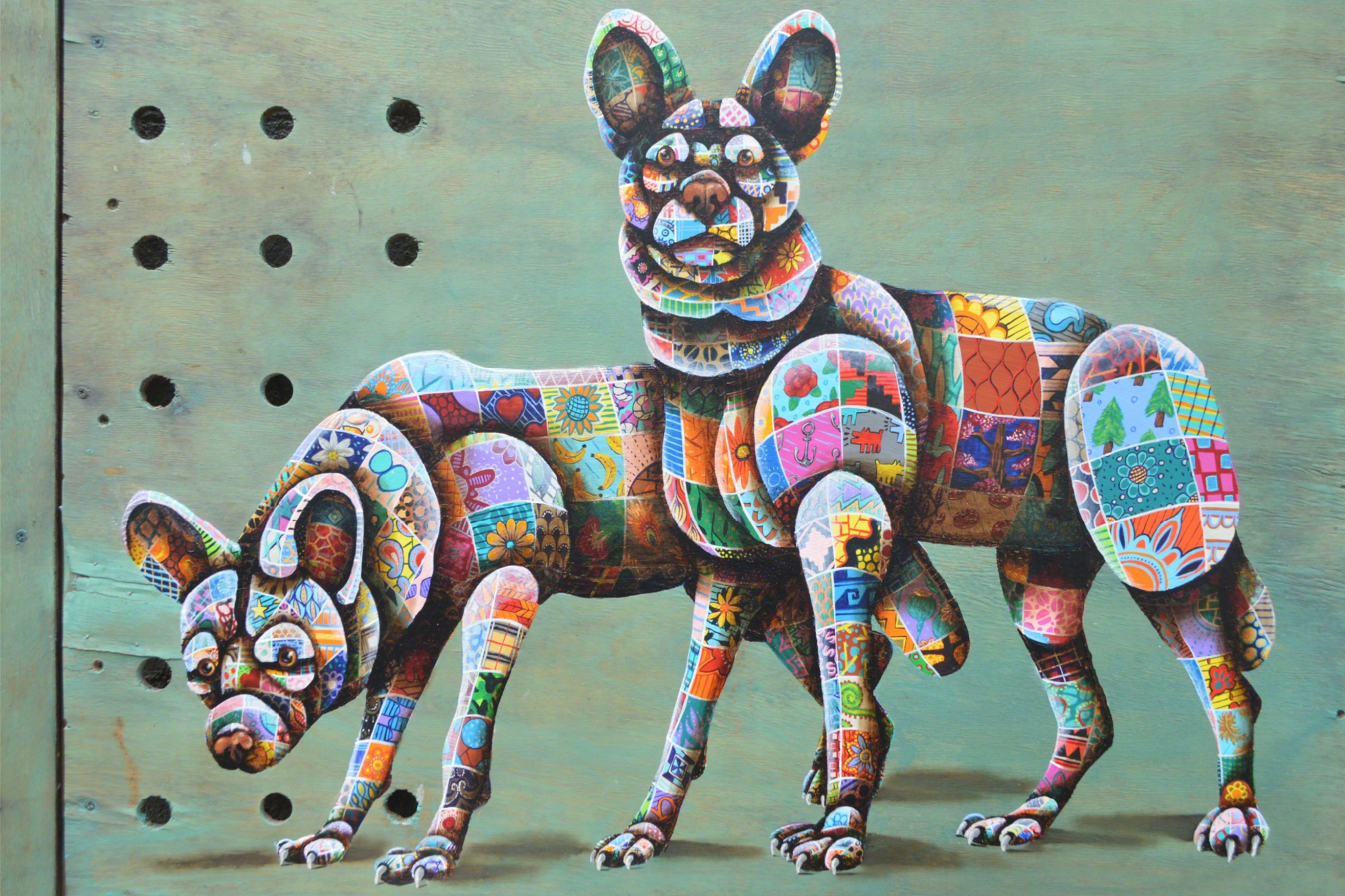 Nature fights back, painting by Louis Masai featured in the Conservation – Conversation solo exhibition at NextStreet Gallery, Paris, 2019