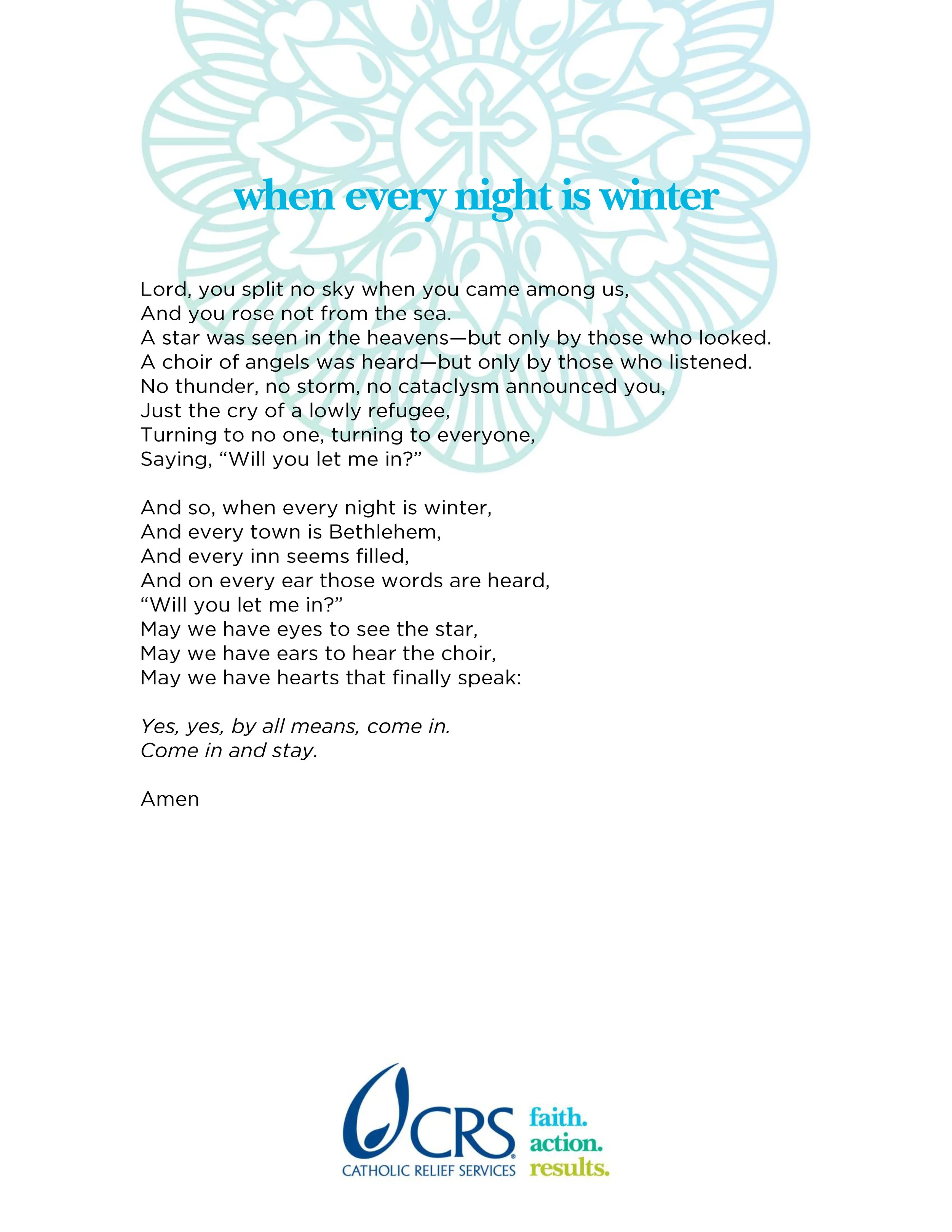 When Every Night is Winter - shared by Susan Vento