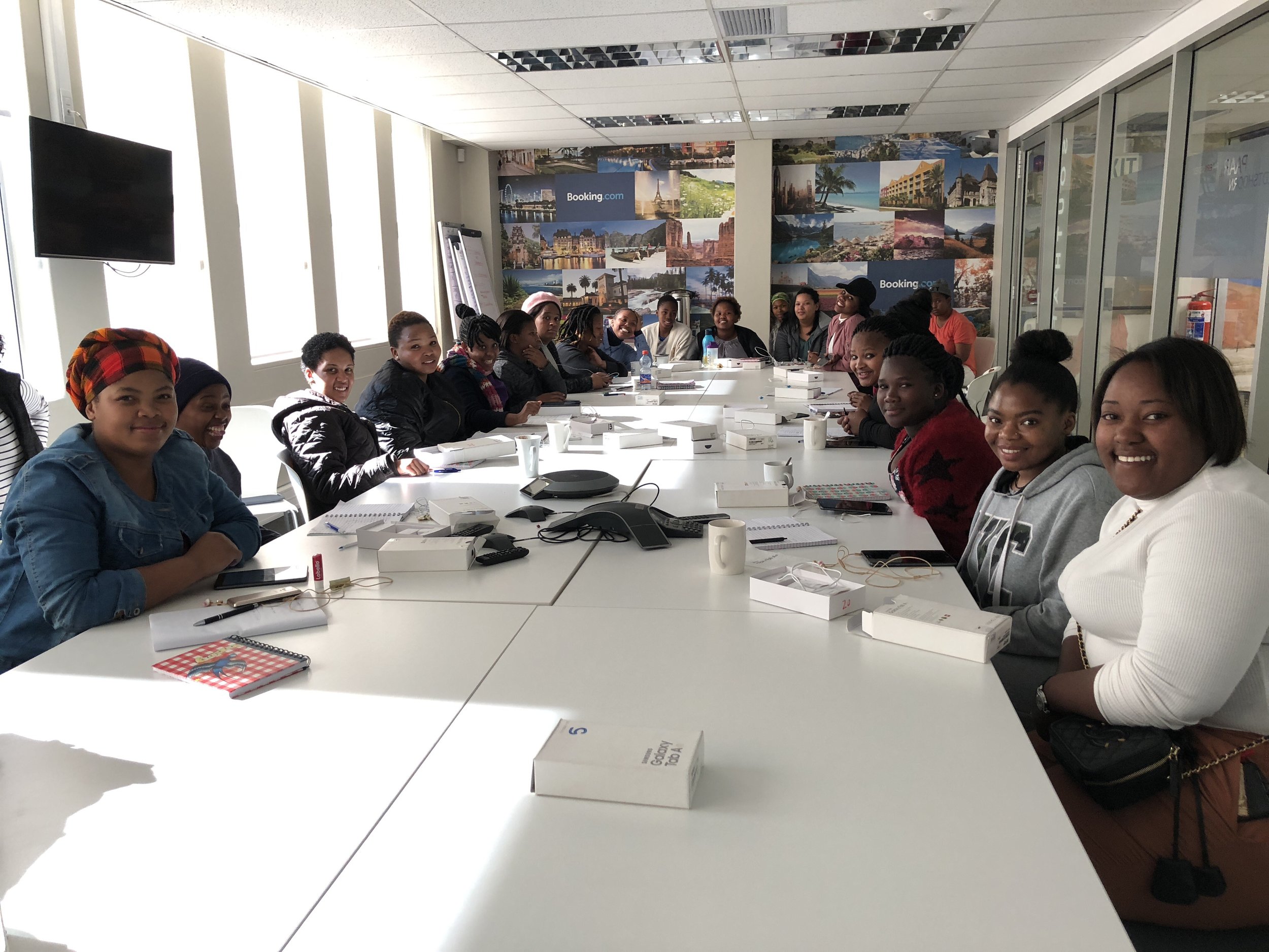 Attending lectures at the Booking.com Cape Town office, with guest visitor Angela Tilahun sharing her experience of working in hospitality in American and Namibia.