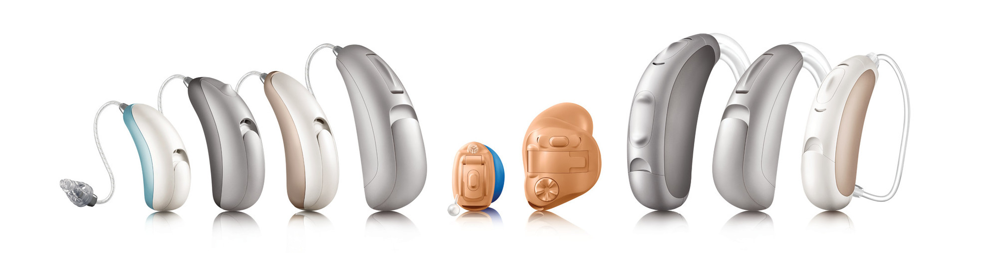 Examples of 9 different hearing aids