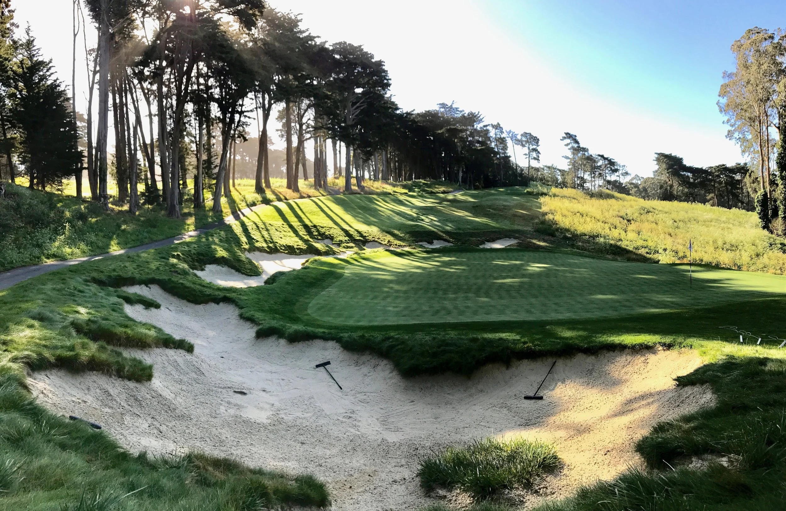 Looking back at the par 3, 4th hole
