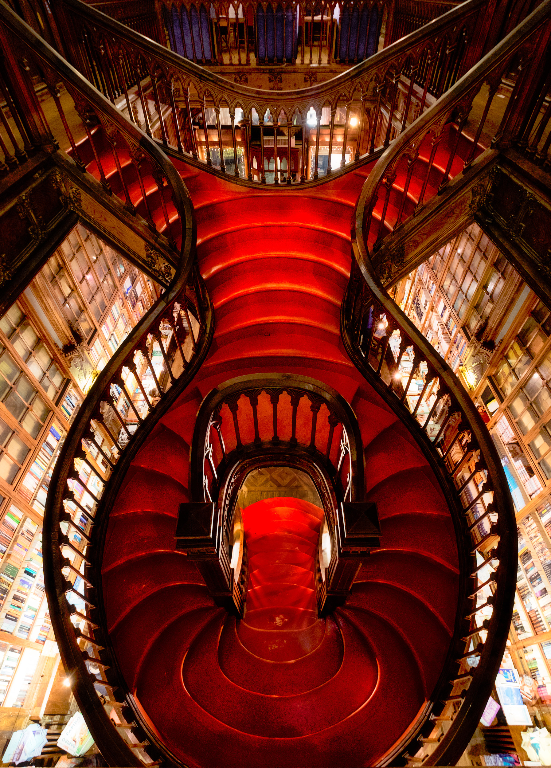 Lello & Irmão Lello bookshop in Porto was voted one of the most beautiful bookshops in the world. It’s a tiny place with beautifully carved ceilings and shelves and this amazingly graceful gothic staircase, which really is a wonder of design and craftsmanship.