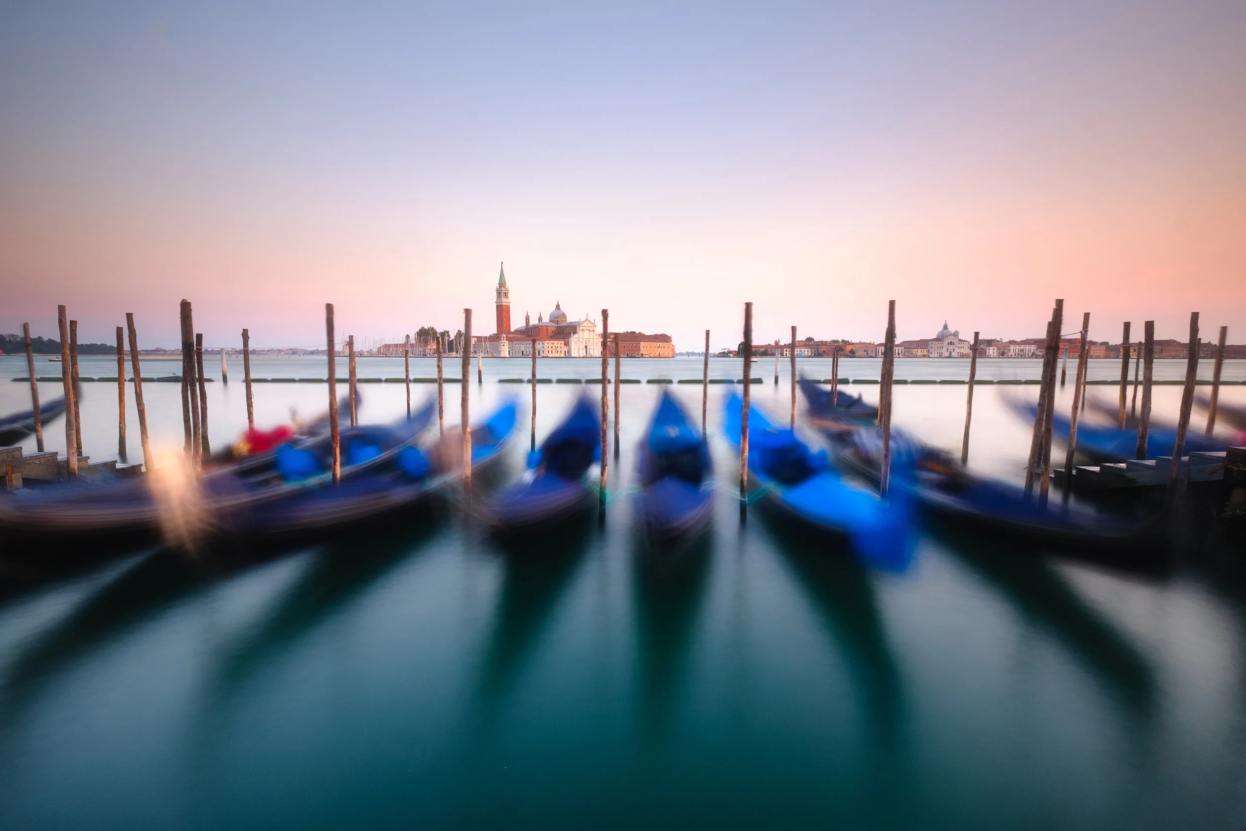 Venice Sunset The classic view from St Mark's square in Venice, looking across to the Chiesa di San Maggiore at sunset.