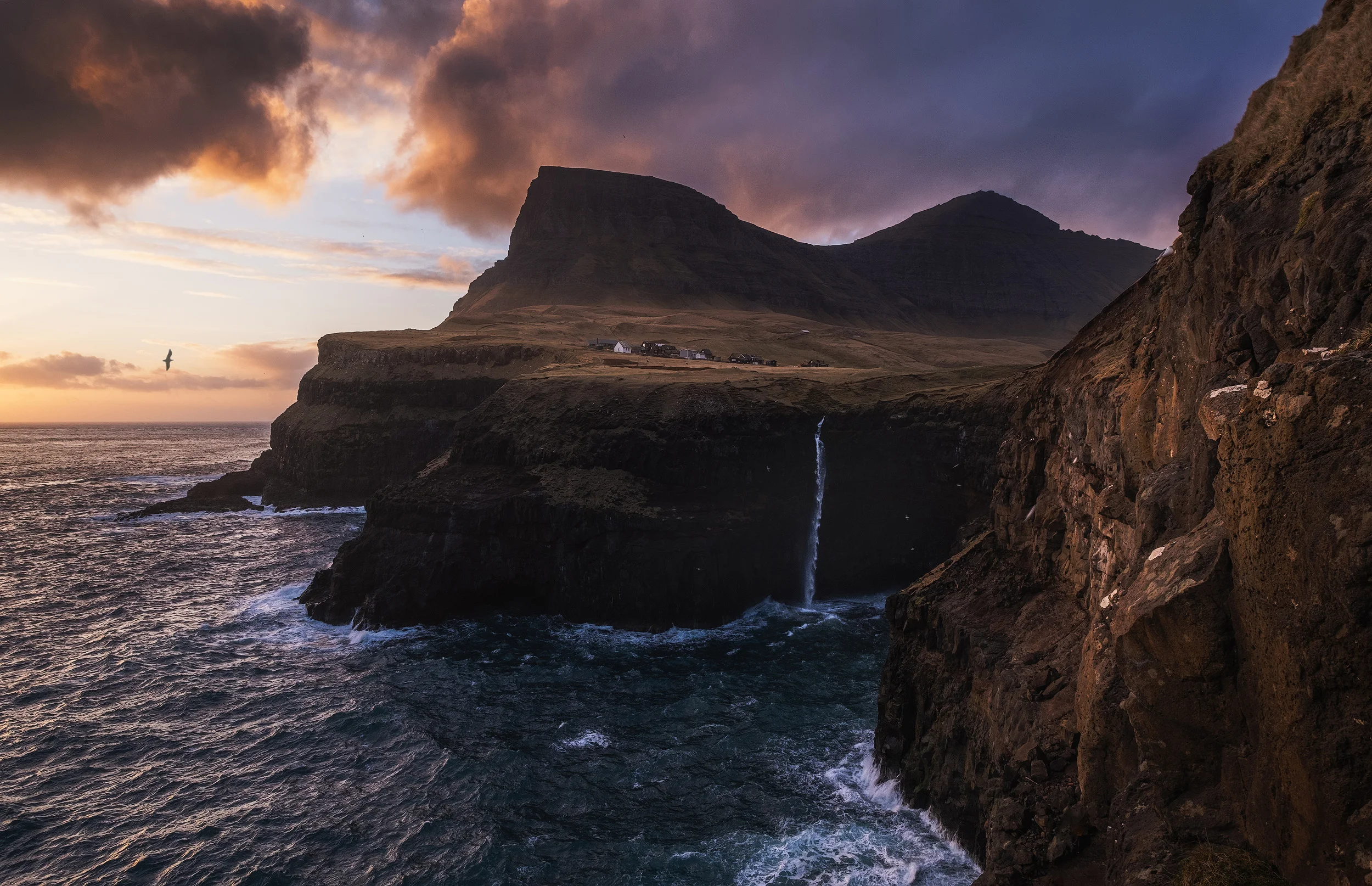 Gásadalur Sunset Another image from the village of Gásadalur on the island of Vágar, this one taken after sunset.