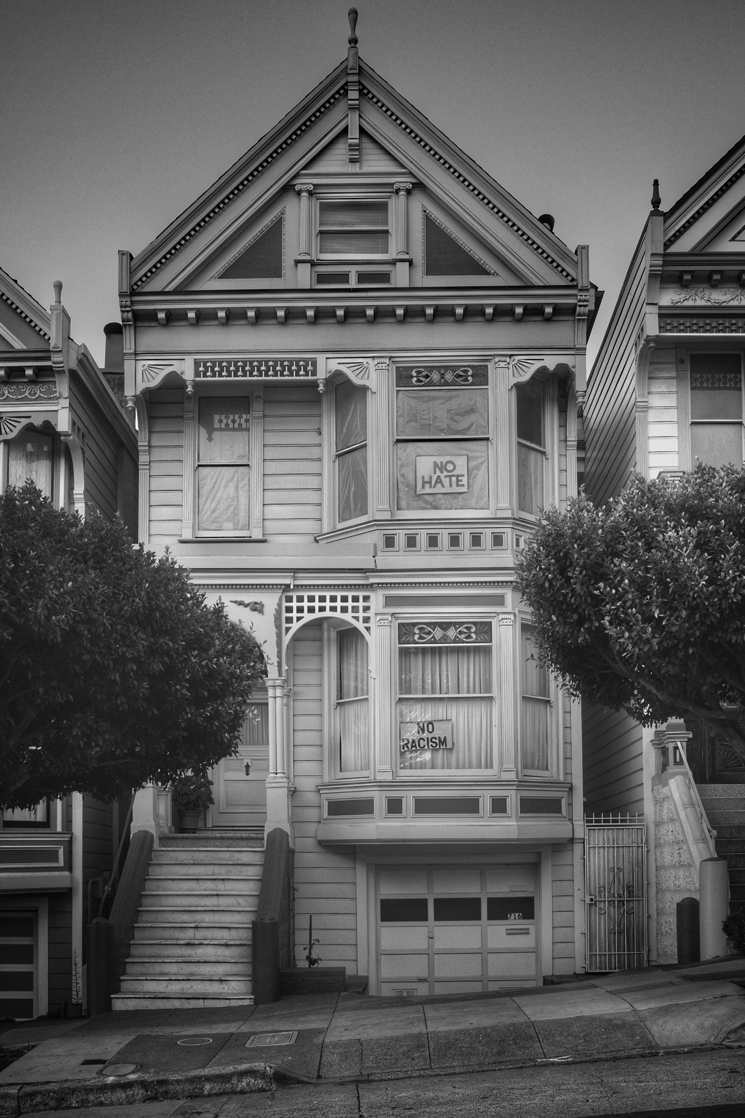 No Hate. No Racism. Scott Street. Alamo Square Park. San Francisco. California. 2017.