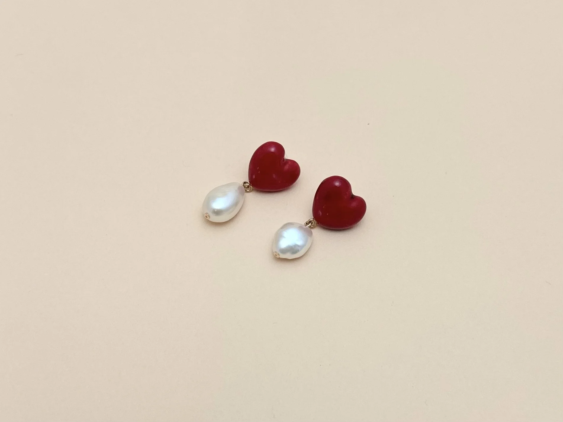 Heart Studs with pearl drops