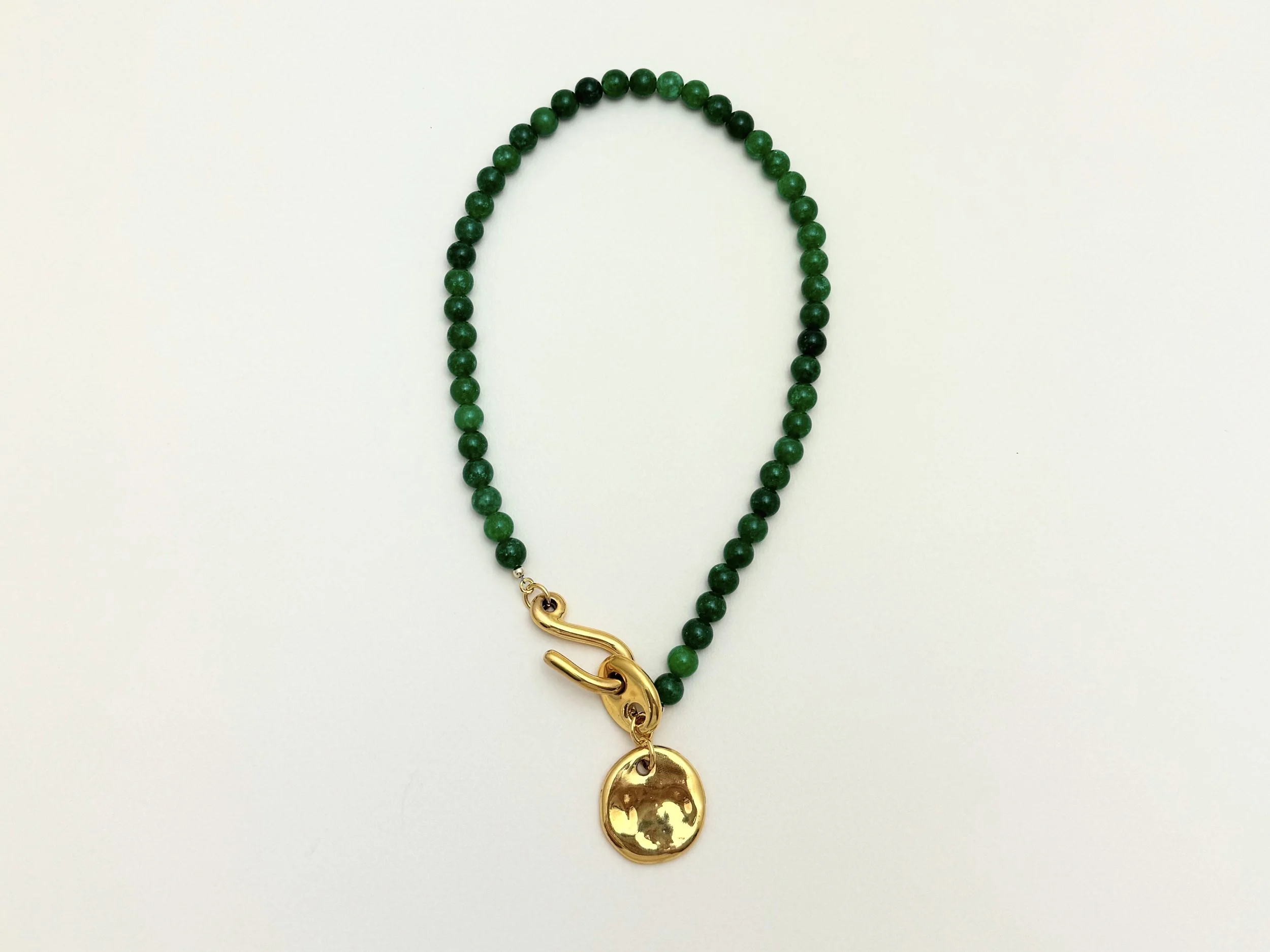 golden charm necklace with mahogany obsidian