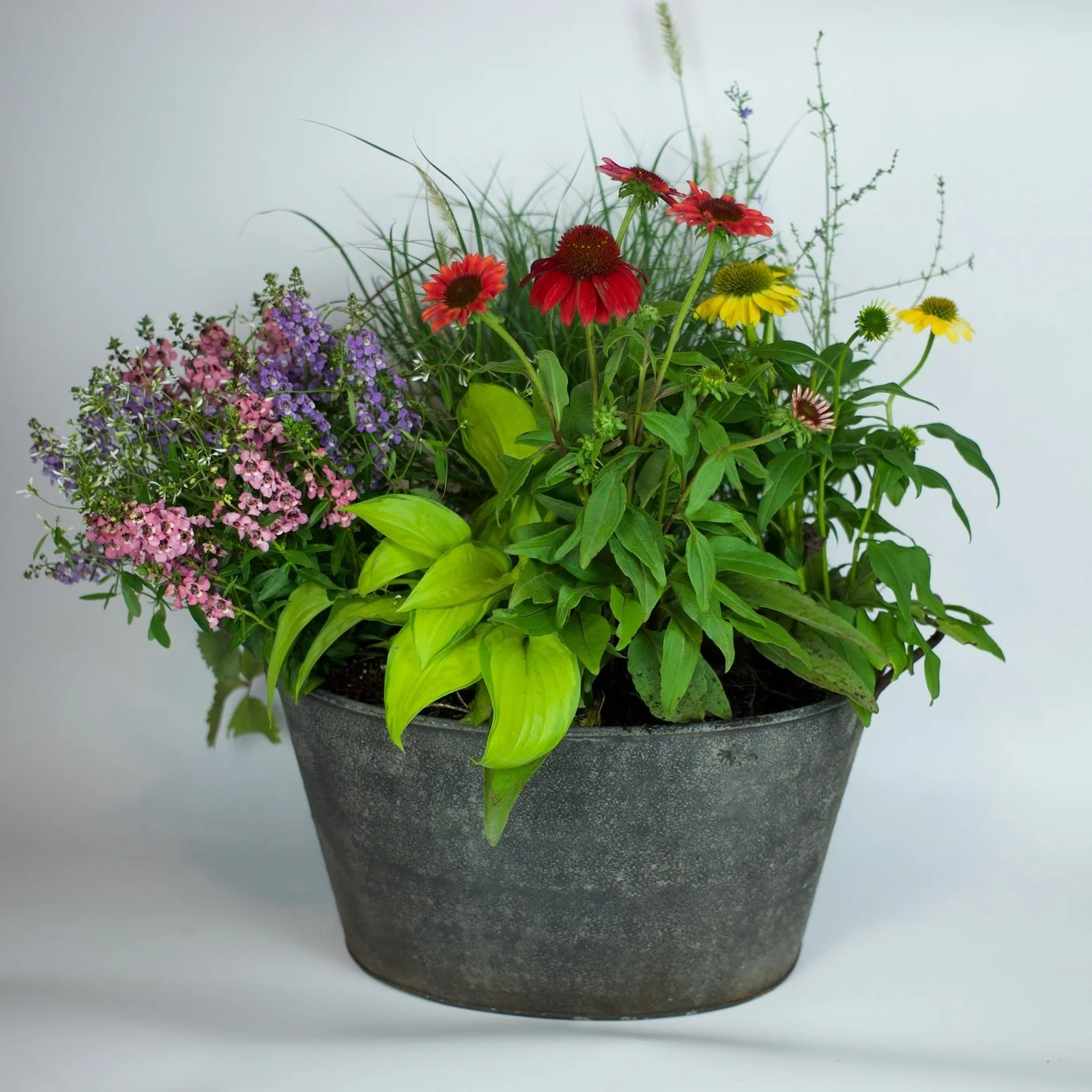 Large galvanized metal bucket with handles
