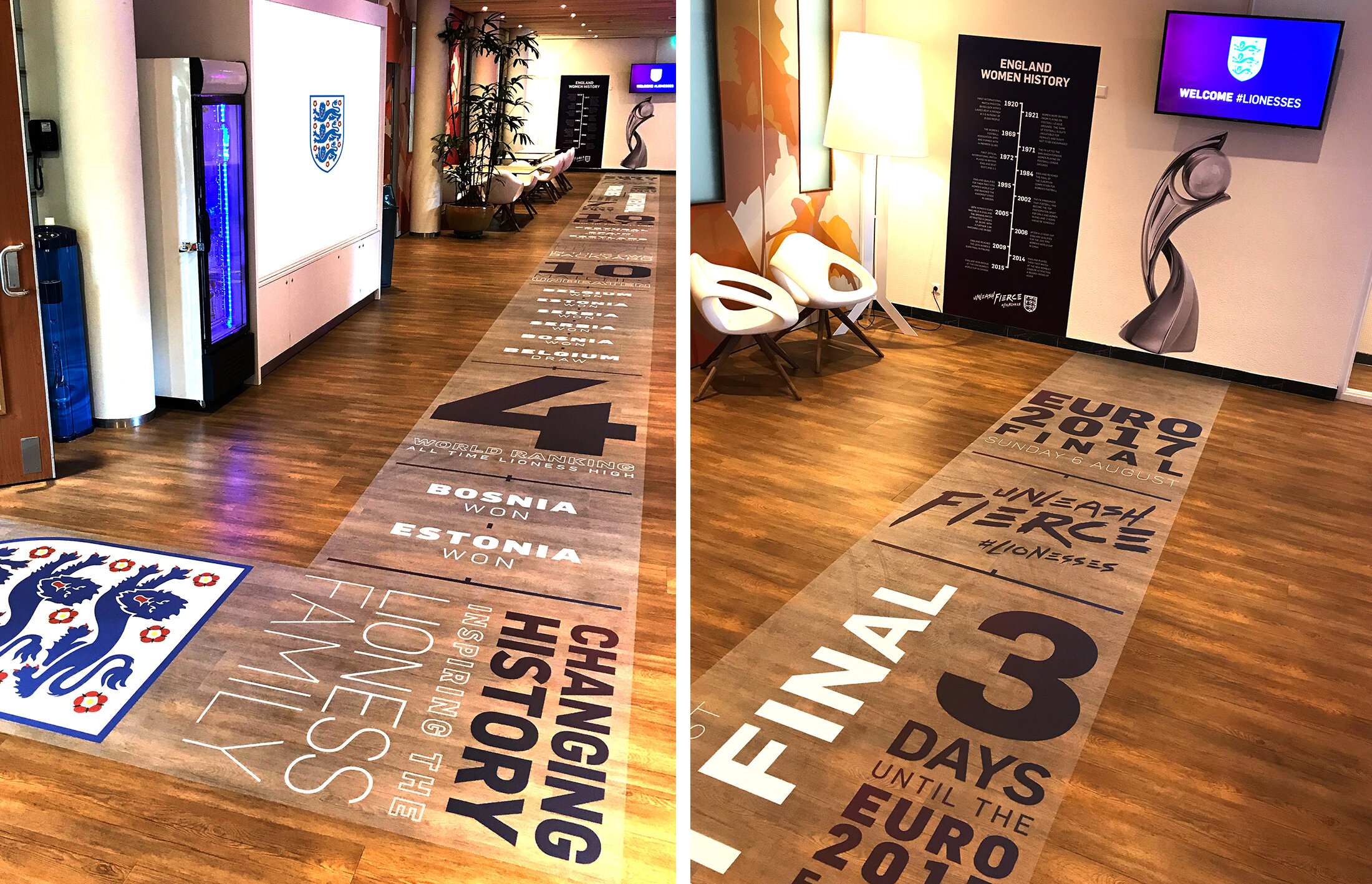  I did the branding for the England Senior Women's team base camp hotel in Utrecht, The Netherlands.  