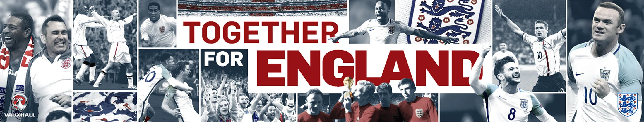 105-metre pitch banner of England football legends, current players and fans is displayed at the start of all England home games.  