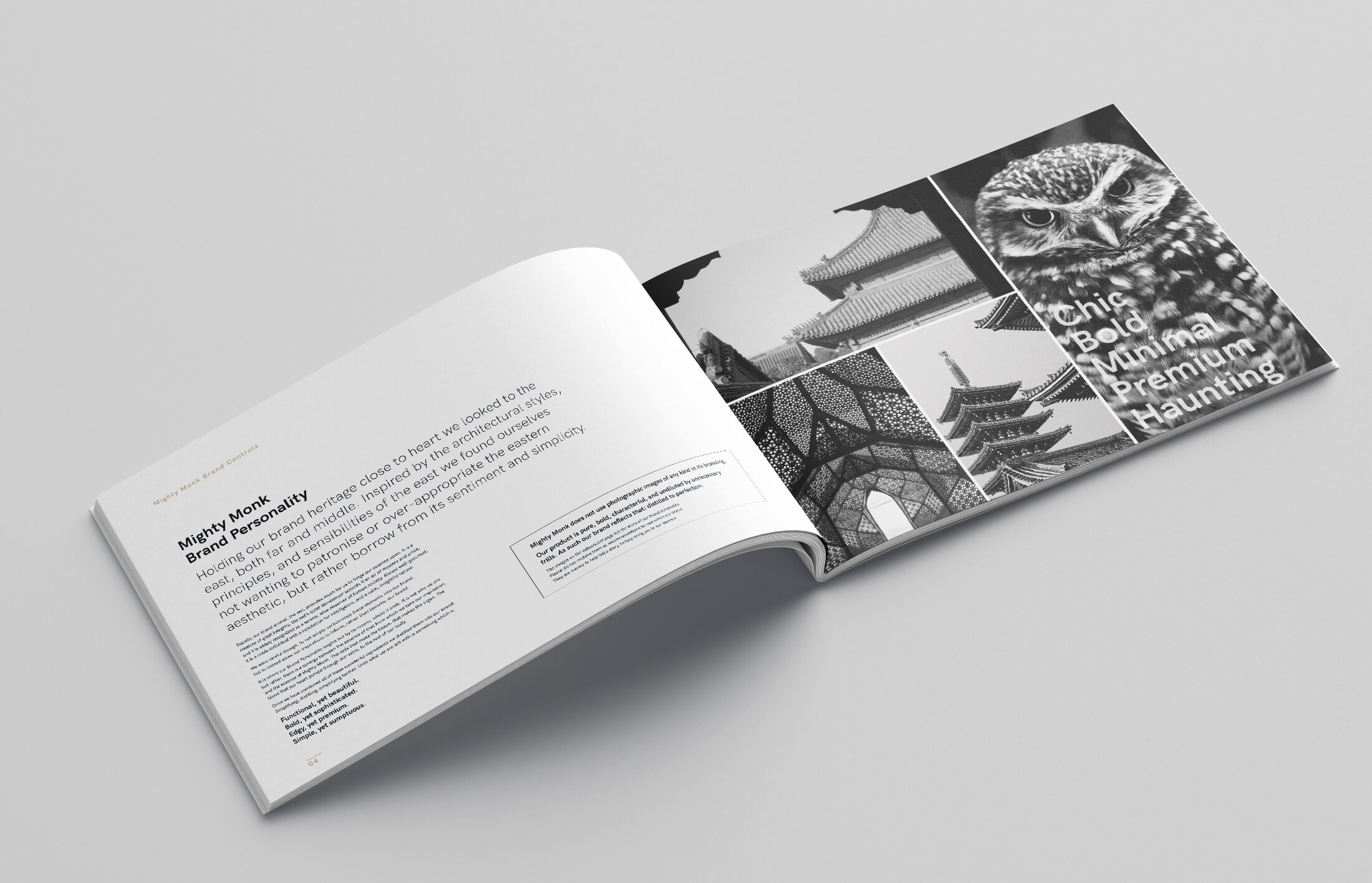  Whilst their lead designer was crafting the logo in its final stages, I developed and wrote the Mighty Monk brand guidelines. 