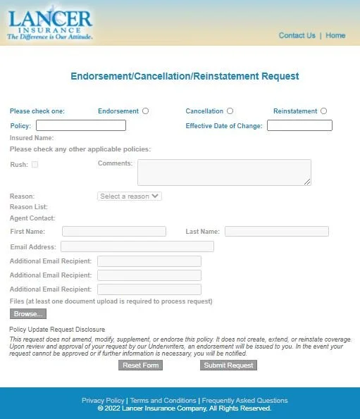 Policy Change Requests — Lancer Insurance