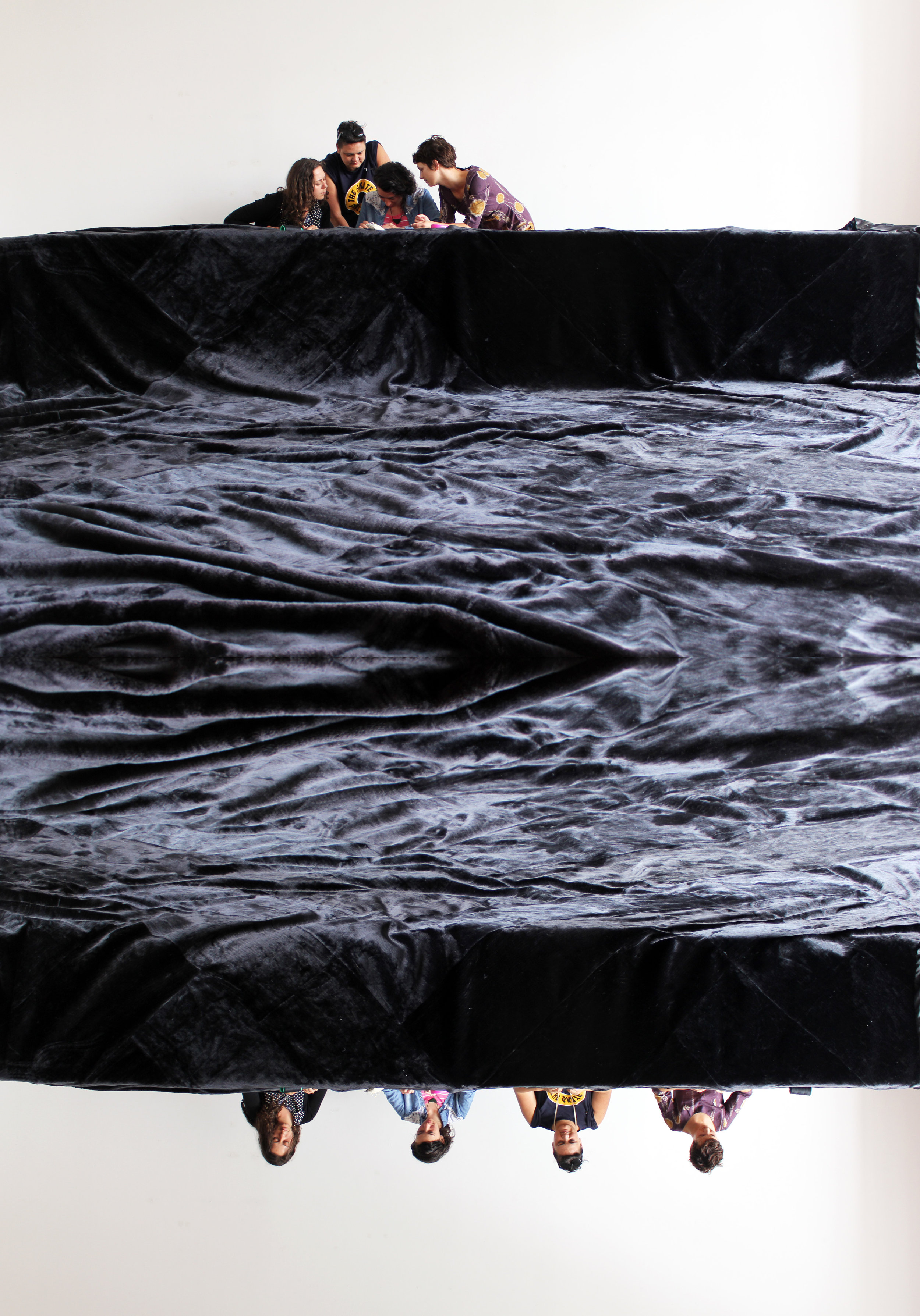 documentation of Mata Aho Collective working on Te Whare Pora (2012/13)