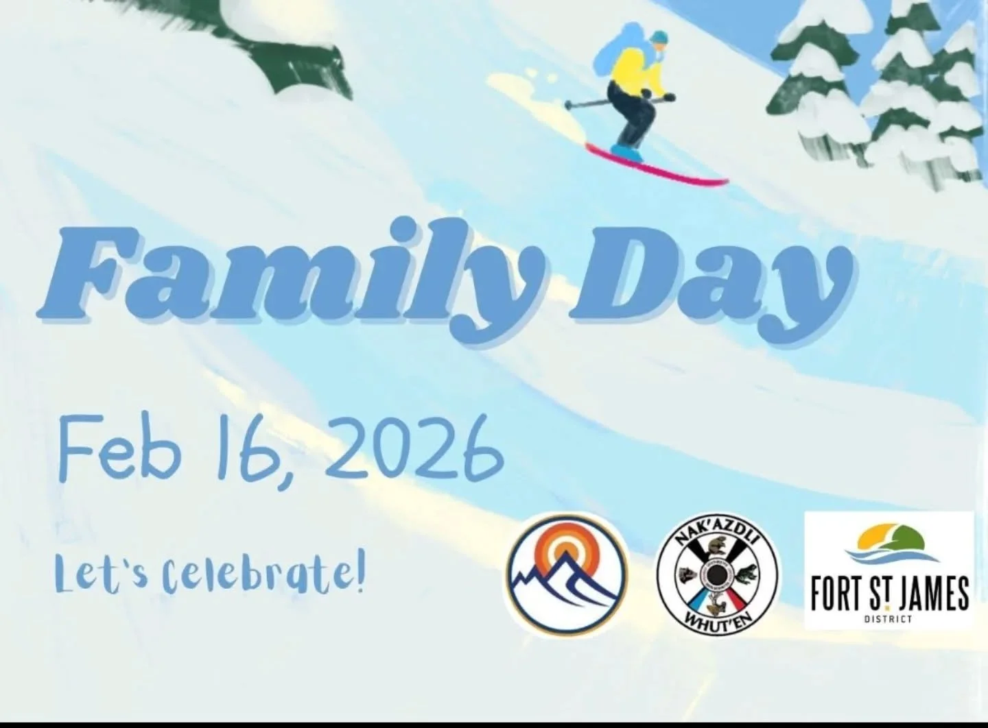 We are so excited for tomorrow as we co-host some family day fun with Nak'azdli Whut'en and the District of Fort St James! 

Conditions are great for little ones and the bunnyhill is free! 
❄️Snowshoe races with Prizes!
❄️Campfire with bannock on a s