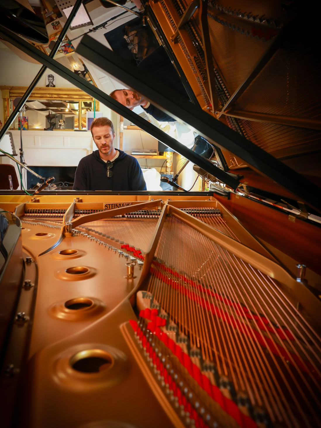 Riopy recording on the 9ft Hamburg Steinway Model D Spirio r at Curtis Schwartz Studio in West Sussex.