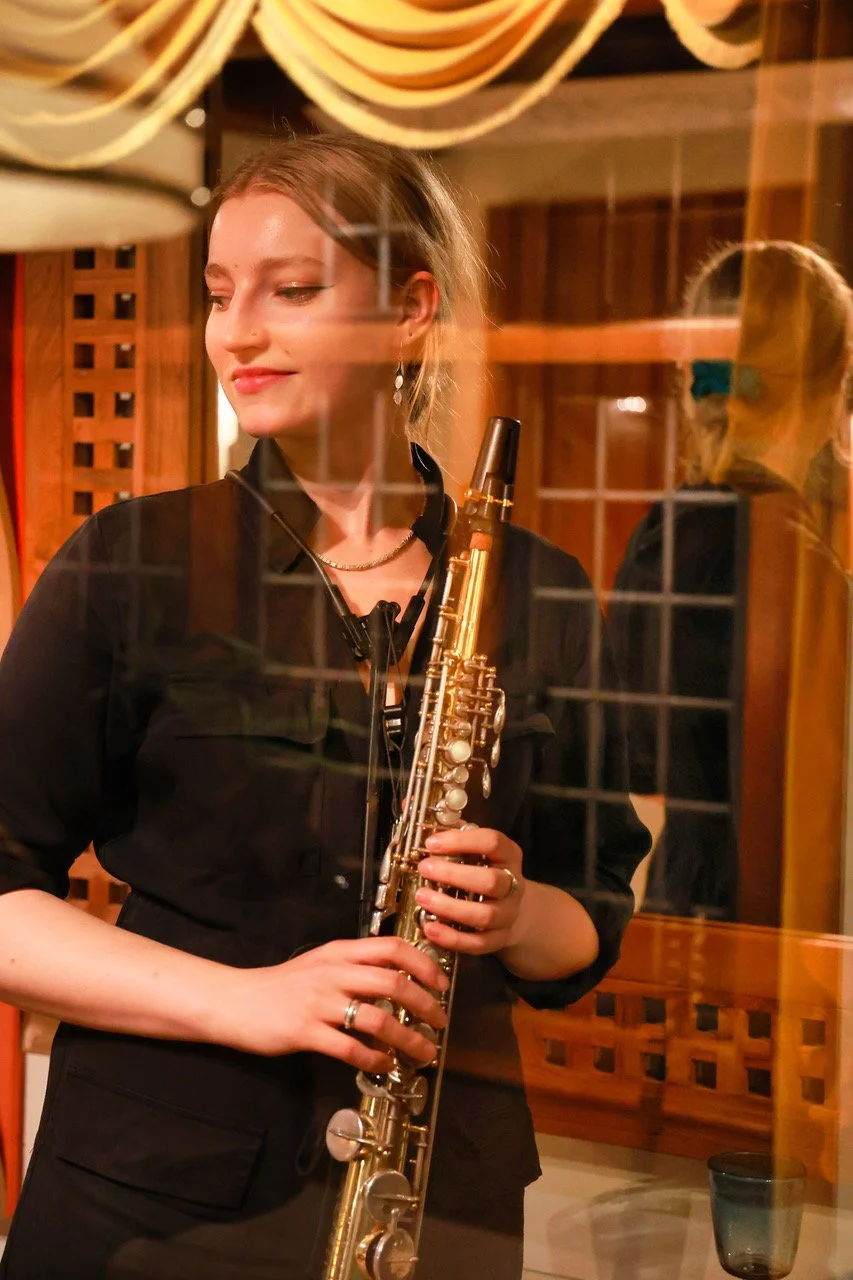 Emma Rawicz with soprano saxophone