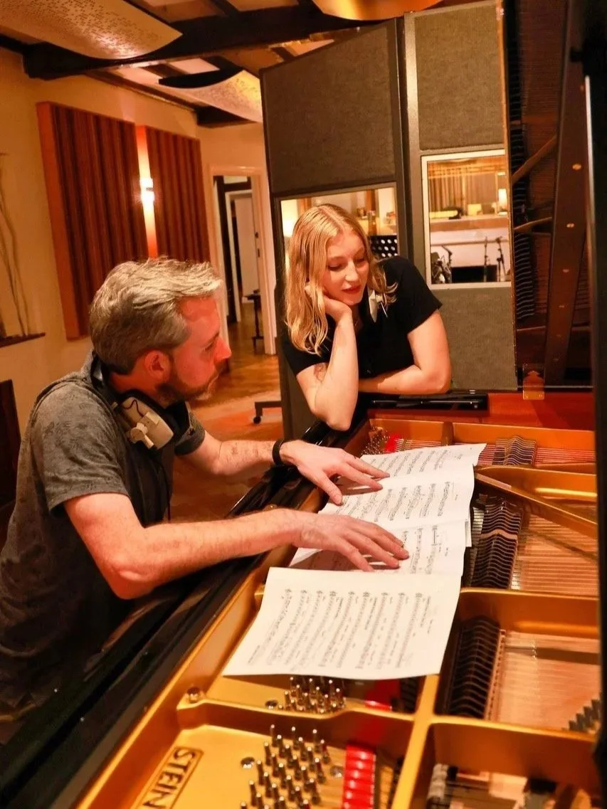 Emma Rawicz and Gwilym Simcock recording at Curtis Schwartz Studio in Sussex