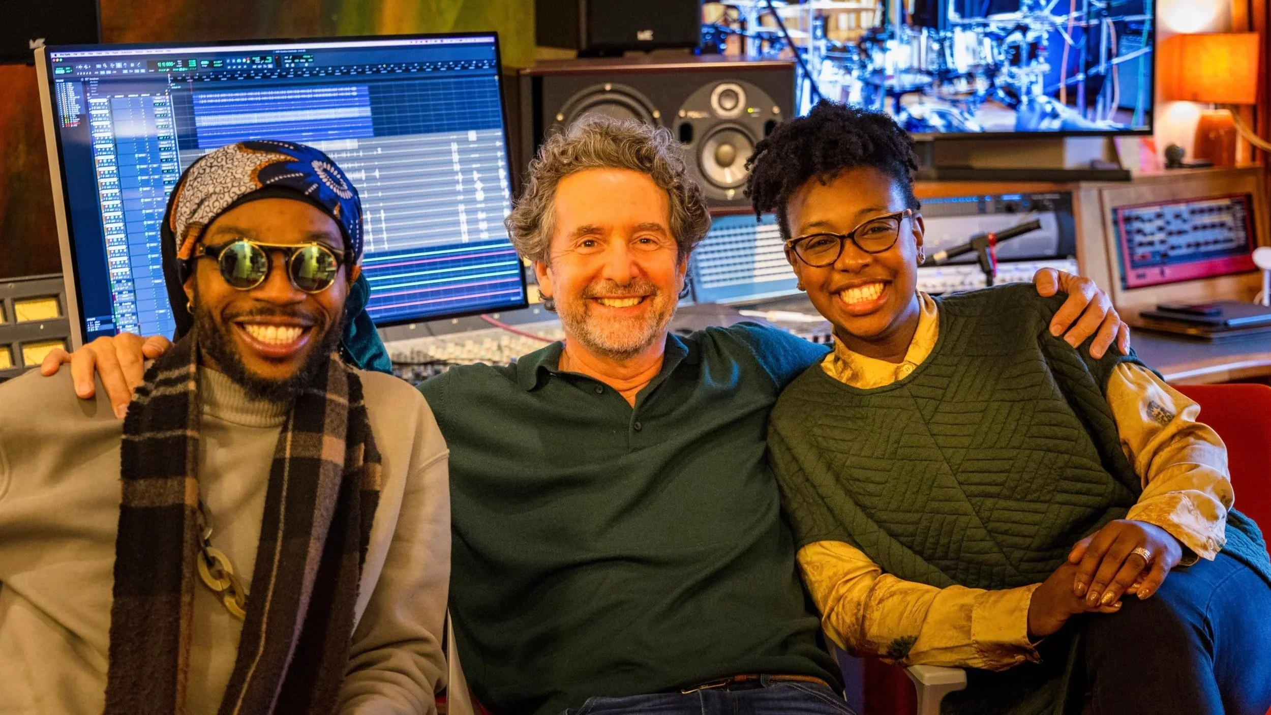 Recording session at Curtis Schwartz Studio with Curtis Schwartz, Rick James and YolanDa Brown.
