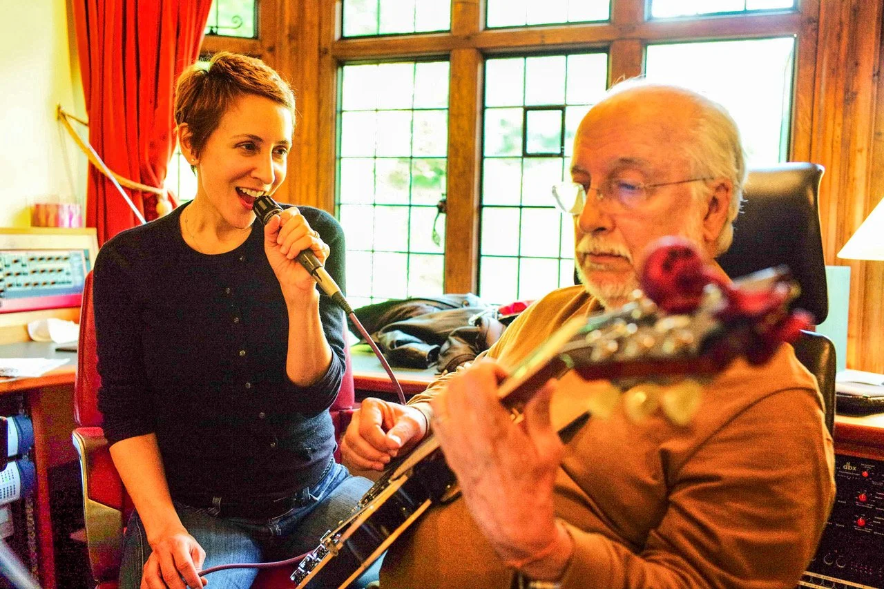 Stacey Kent with Roberto Menescal, one of the founding figures of bossa nova, during a studio session.