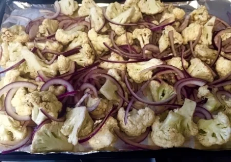 Extra vegetables for the base of the bowl! Roasted separately at 400 degrees for about 20 minutes.
