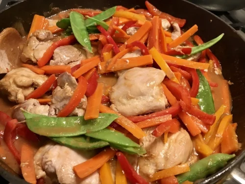 Add the chicken and veggies back to the skillet and simmer 3-5 minutes.