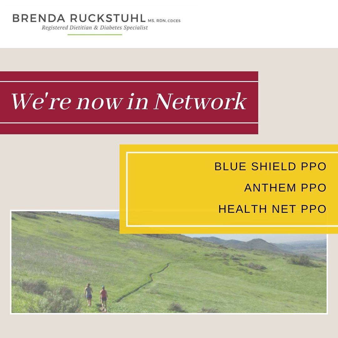 Hello! I am happy to announce 📣 I am in network for PPO plans with Anthem Blue Cross, Blue Shield and Health Net!
My services are often covered at 100%!
I continue to see Medicare and most Medicare Advantage clients, covered at 100% for Diabetes and