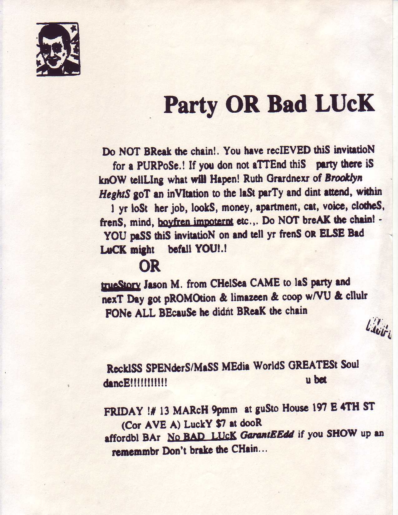 Steinski Dance Party invitation