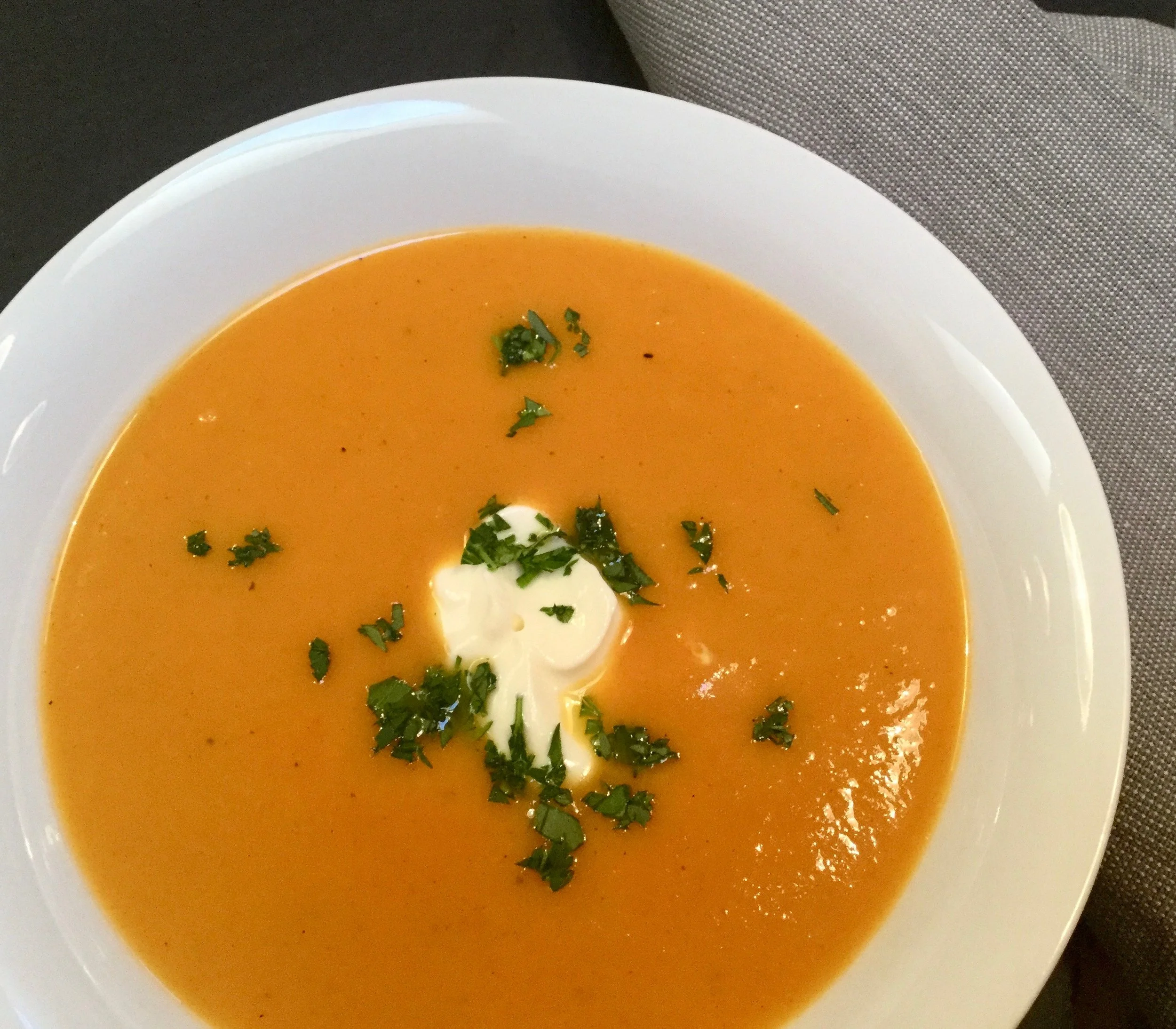 Creamy Sweet Potato &amp; Carrot Soup... with a kick!