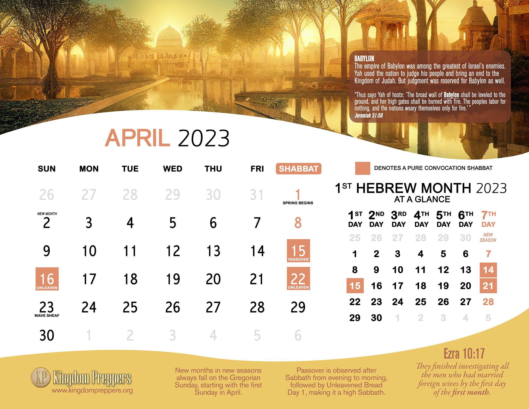 Hebrew Israelite Calendar (2023-2024) — Kingdom Preppers