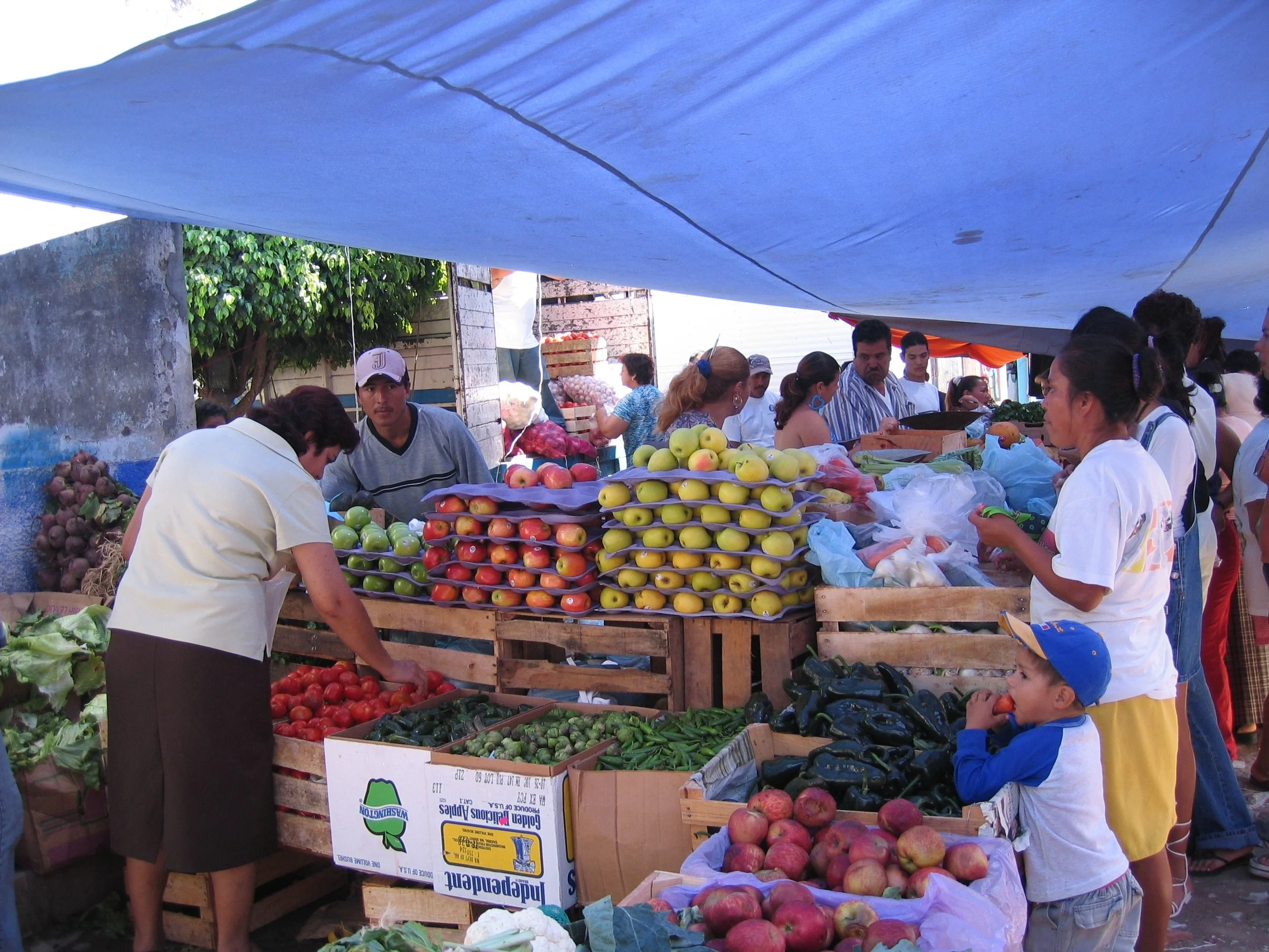 the central vegetable and fruit stand.