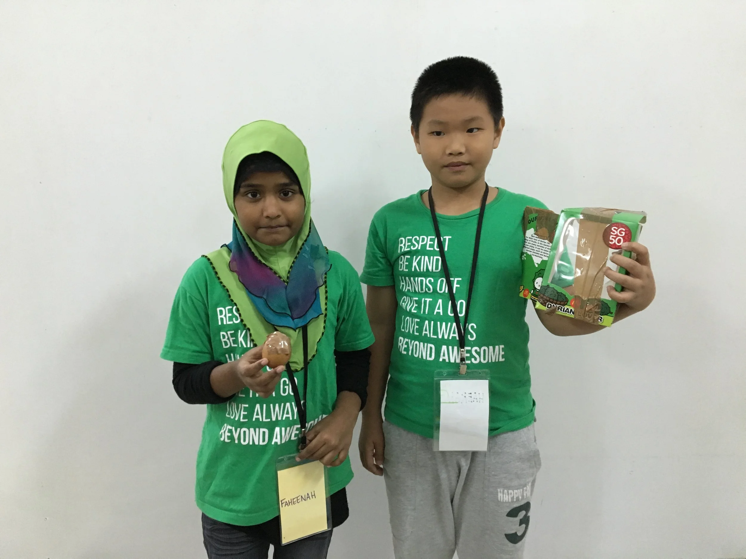 Faheenah and Haekal who were part of the team to produce the Unbreakable Egg!