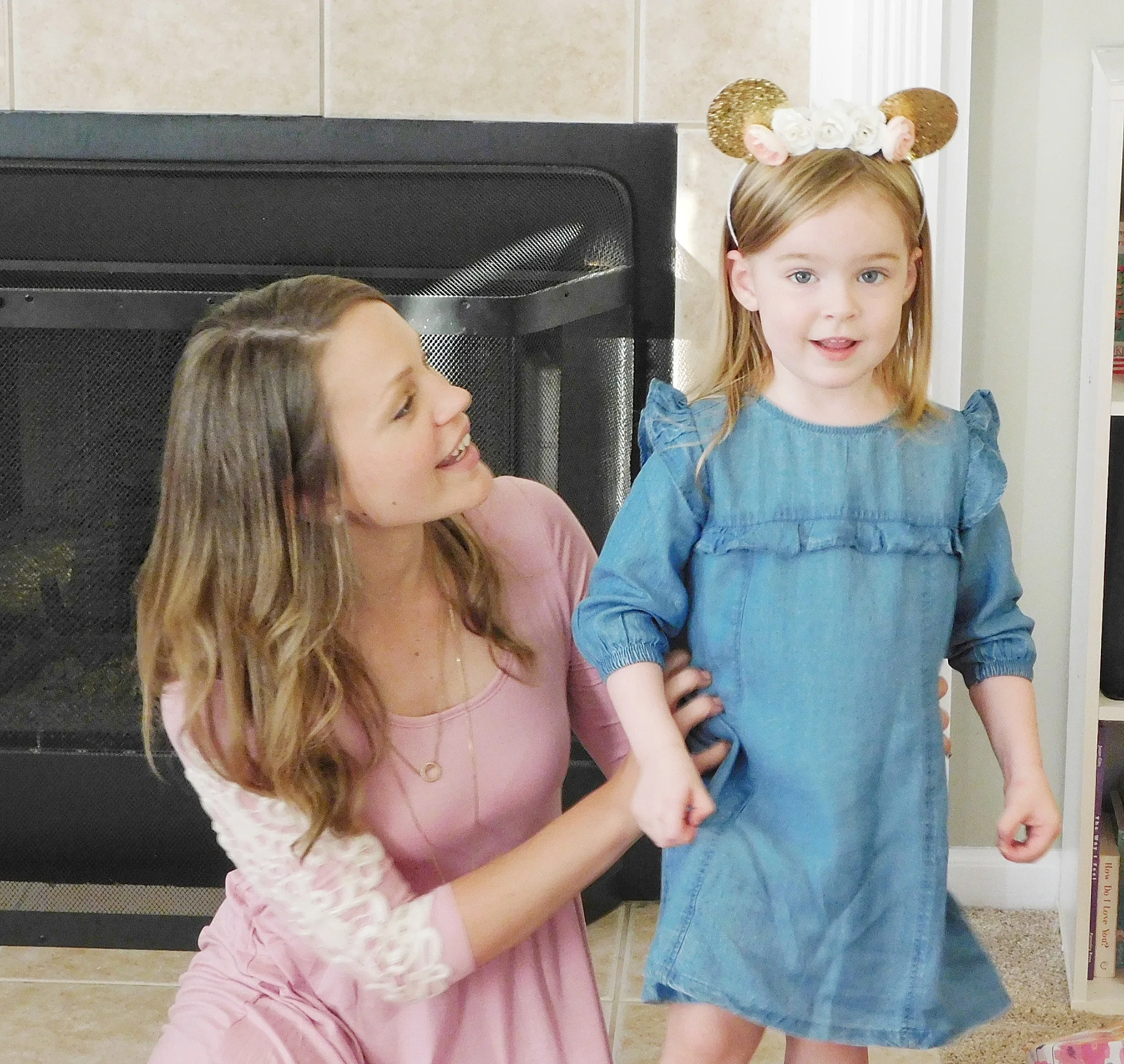 Floral Minnie Headband / Denim Dress: Old Navy