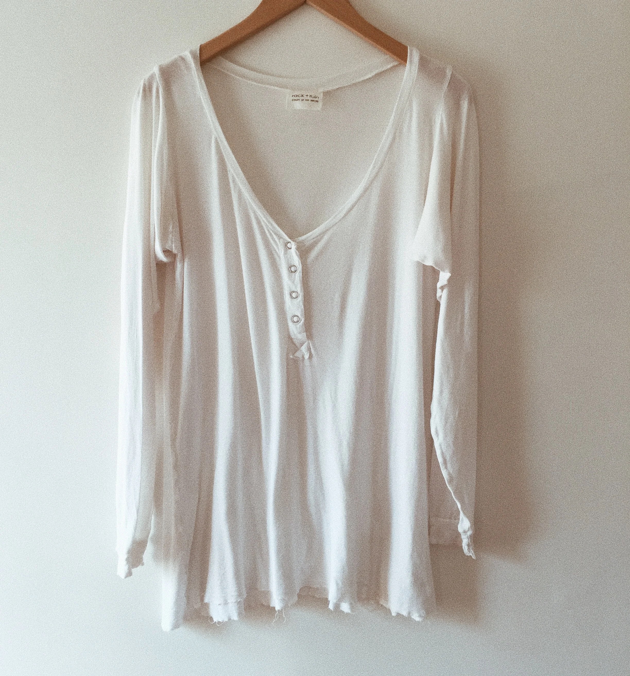 Oversized Distressed Deep-V Henley